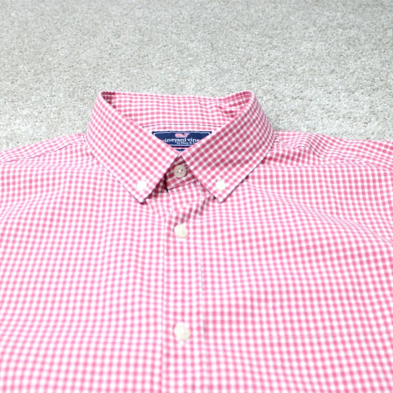 Vineyard Vines Vineyard Vines Murray Shirt Mens Large Red/White Gingham Slim Fit L/S Button-Up Shirt Size US L / EU 52-54 / 3 - 5 Thumbnail
