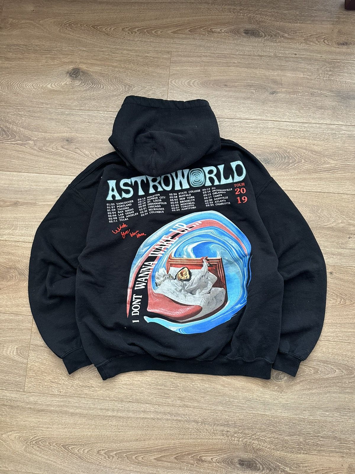 Travis Scott 🔥VINTAGE ASTROWORLD I DONT WANNA WAKE UP 2019 TOUR HOODIE🔥 Size US M / EU 48-50 / 2 - 1 Thumbnail