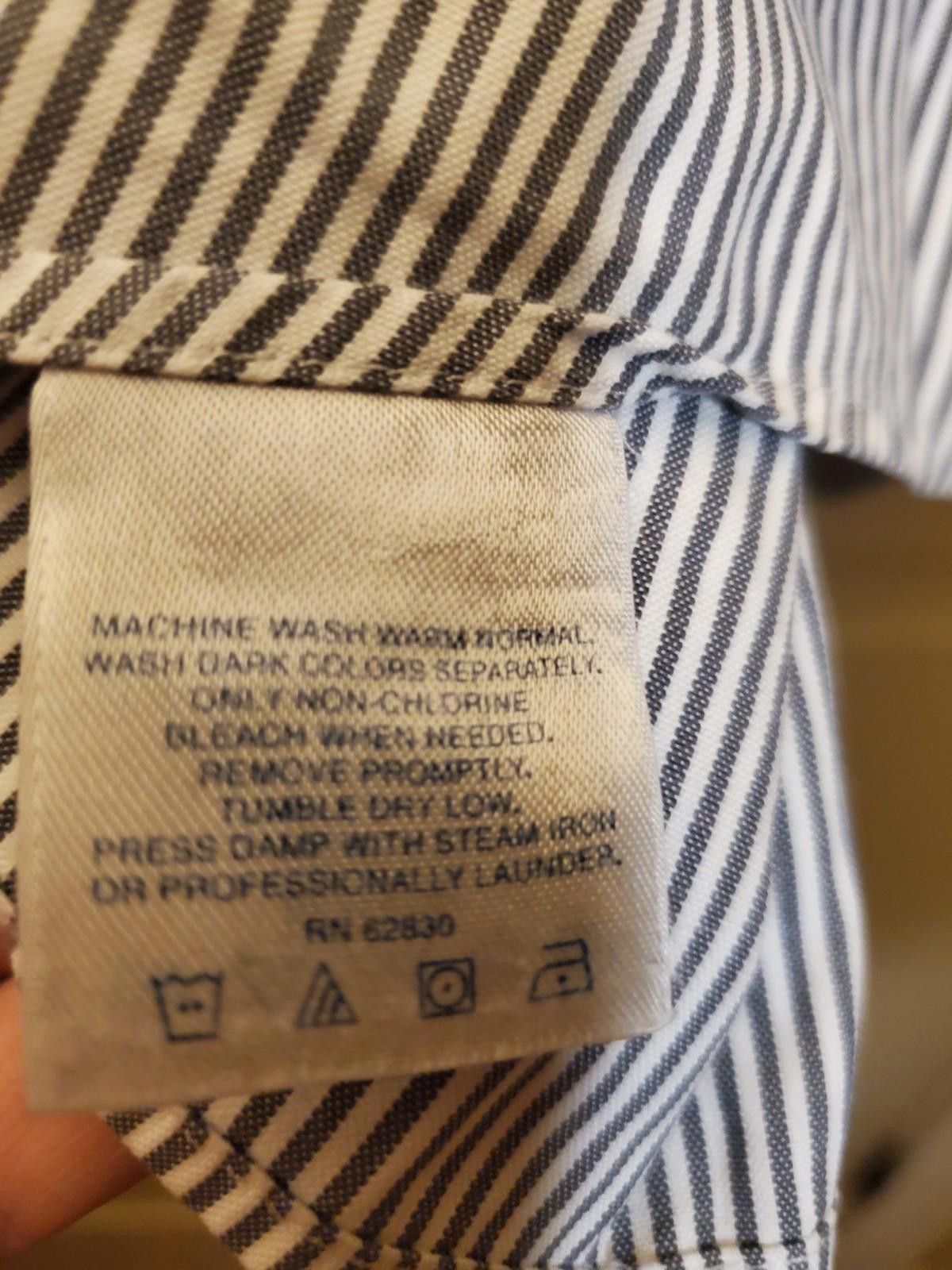 Lands' End Lands End Mens Shirt 17.5-34 Gray Striped Tradl Fit Oxford Size 42R - 4 Thumbnail