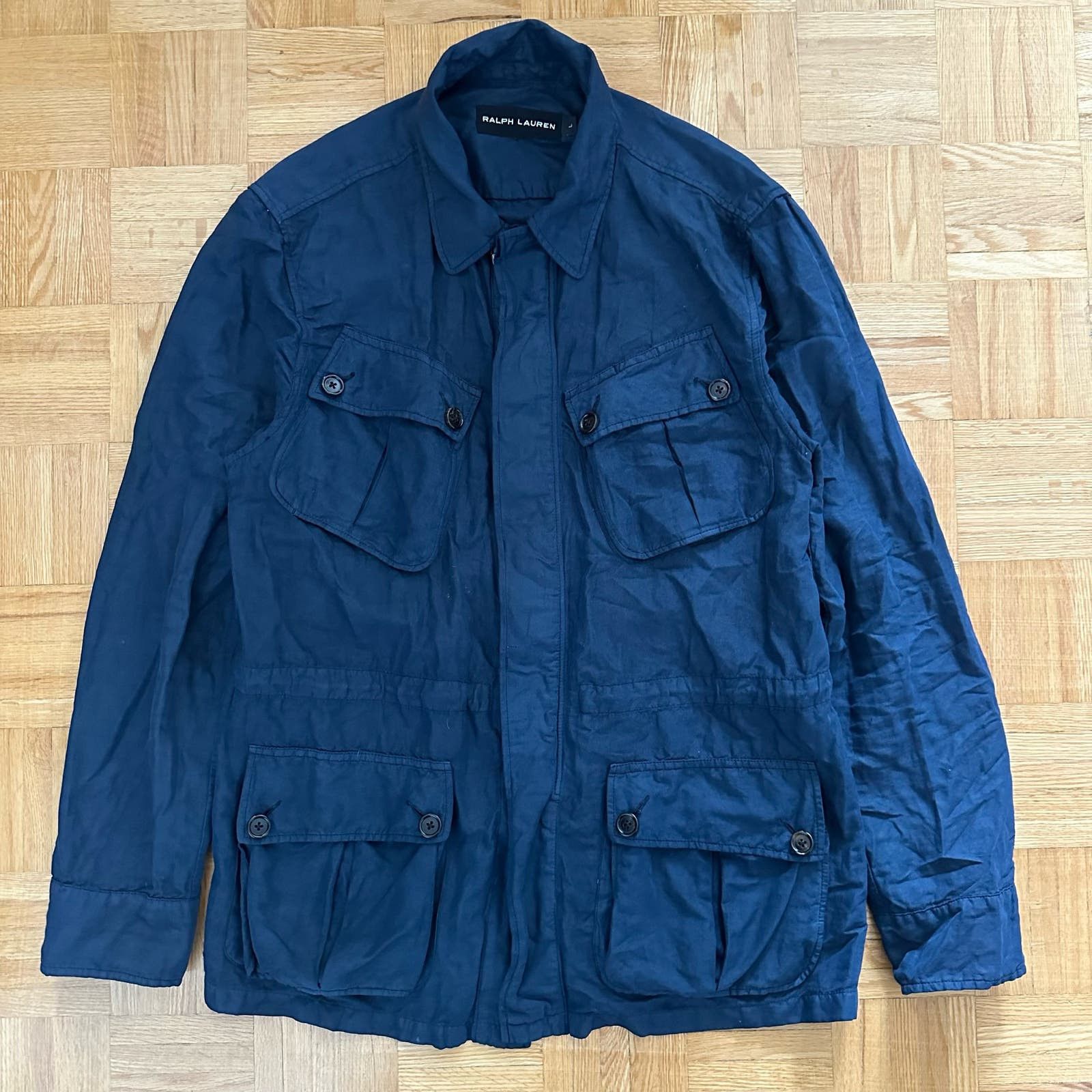 image of Ralph Lauren Black Label Ralph Laurent Black Label Linen Cotton Military Jacket Italy in Blue (Size