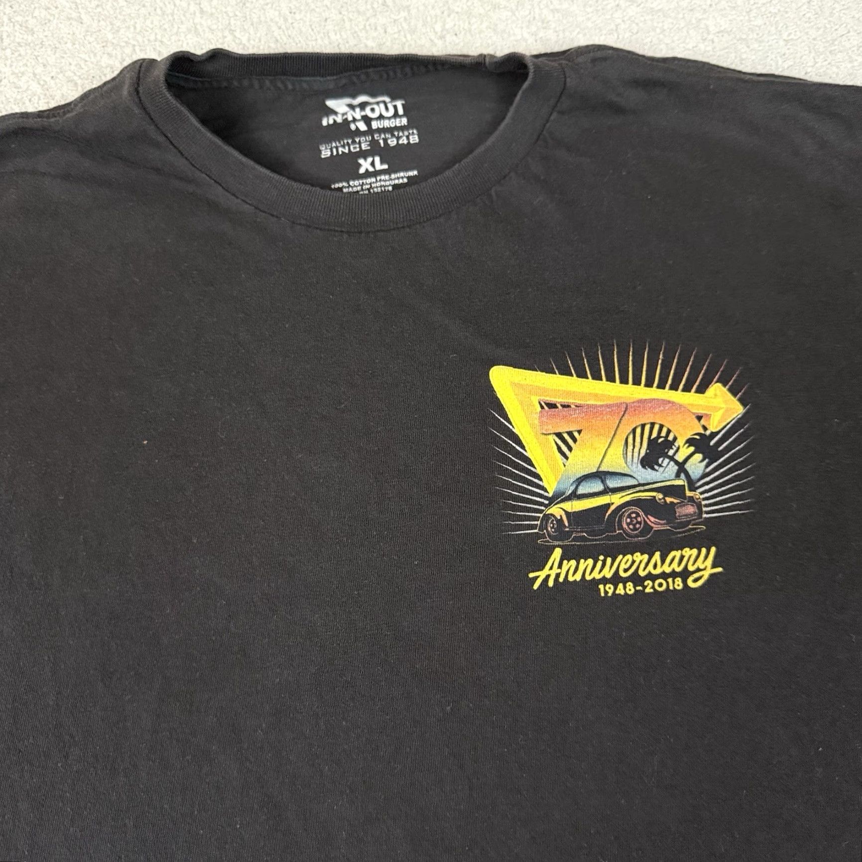 Vintage In N Out Burger T Shirt Adult XL Black Graphic Distressed Rare 70th Anniversary Size US XL / EU 56 / 4 - 2 Thumbnail