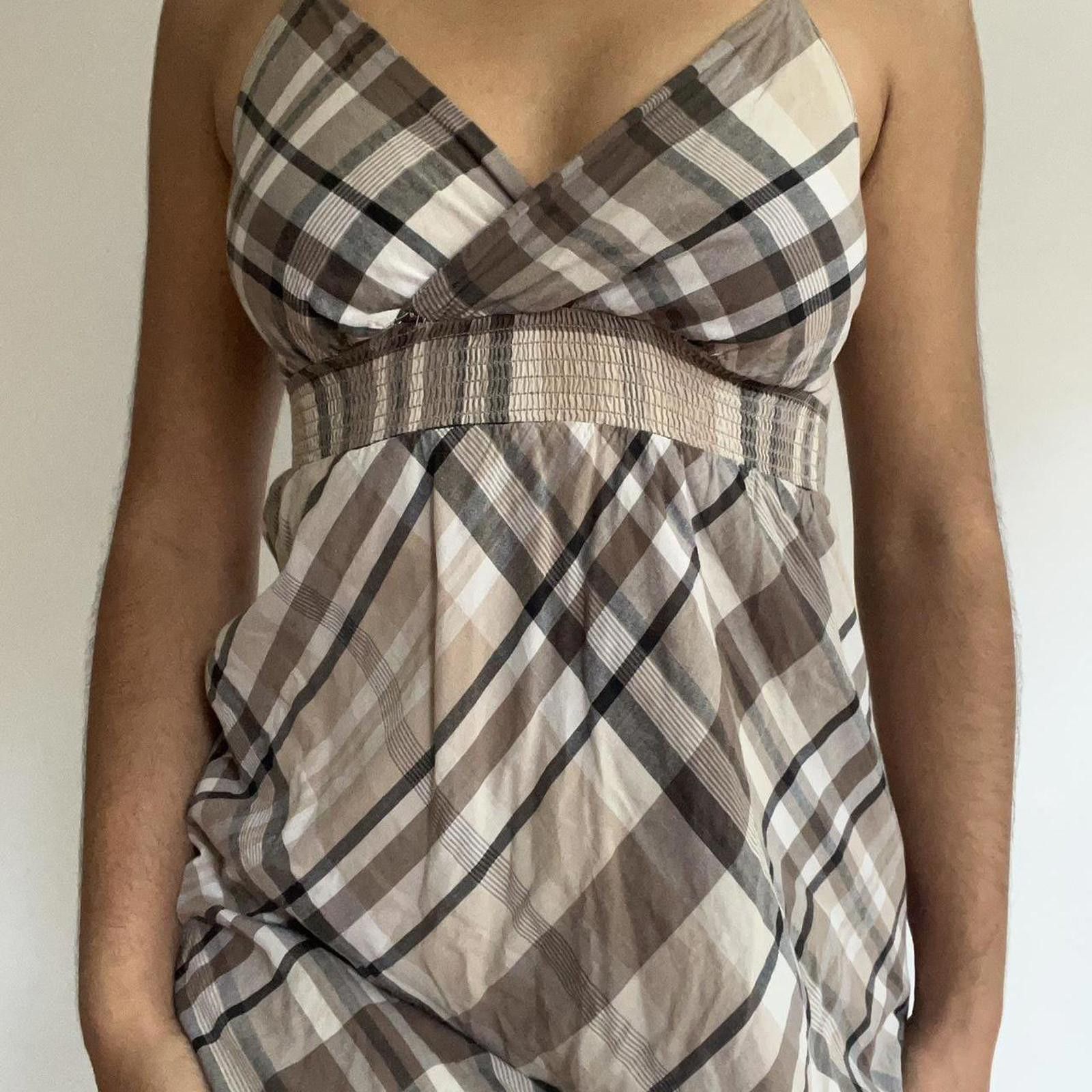 Other Tan and brown plaid midi dress with adjustable straps Size S / US 4 / IT 40 - 3 Thumbnail