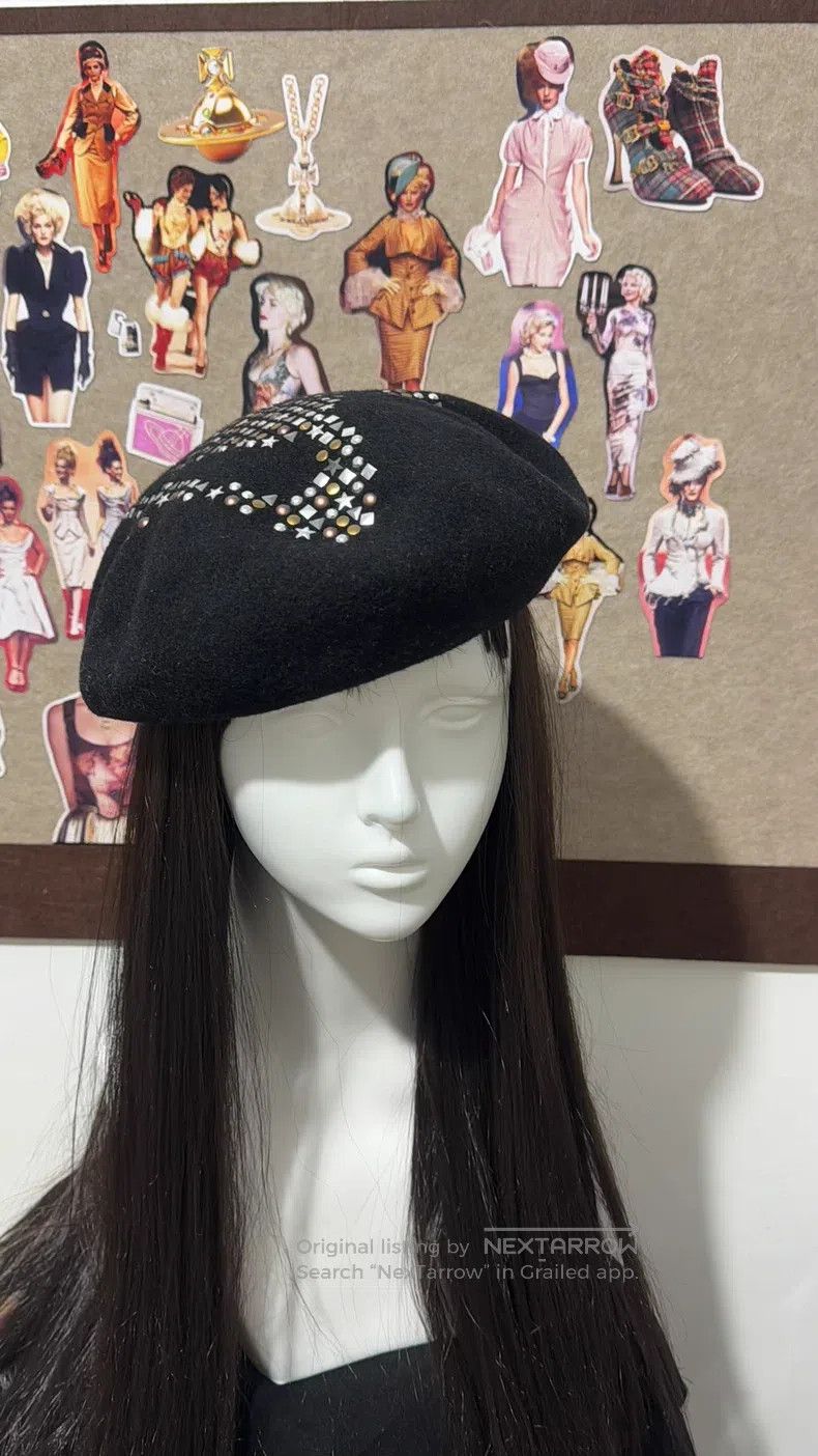 Vivienne Westwood Vivienne Westwood Black Saturn Stud Beret Size ONE SIZE - 3 Thumbnail