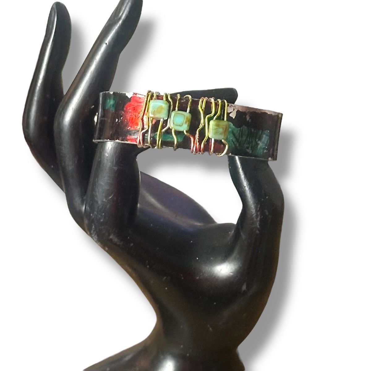 Other Handmade tie dye wire wrapped bead bangle cuff bracelet Size ONE SIZE - 4 Thumbnail