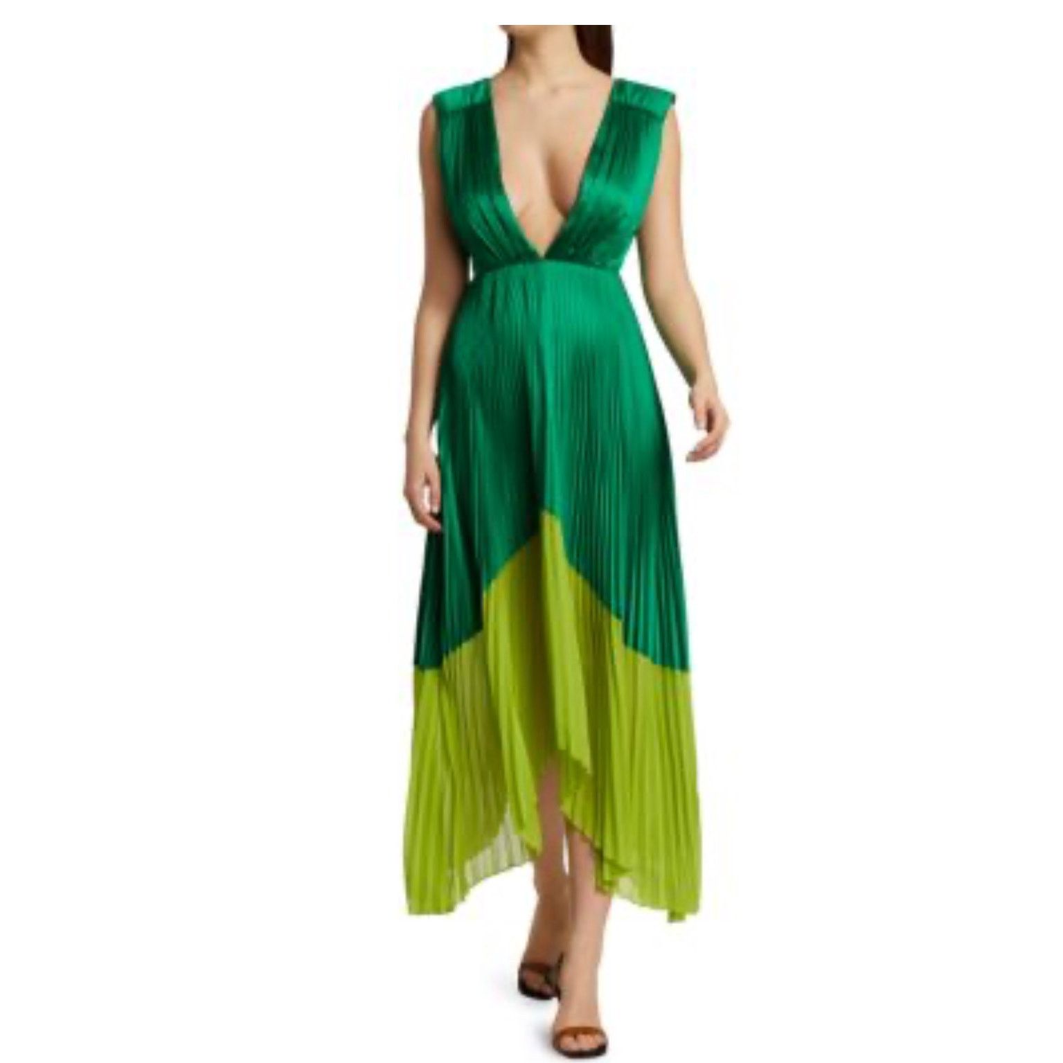 Amur AMUR Amelia V-Neck Green Long Dress sz 10 Size L / US 10 / IT 46 - 2 Thumbnail