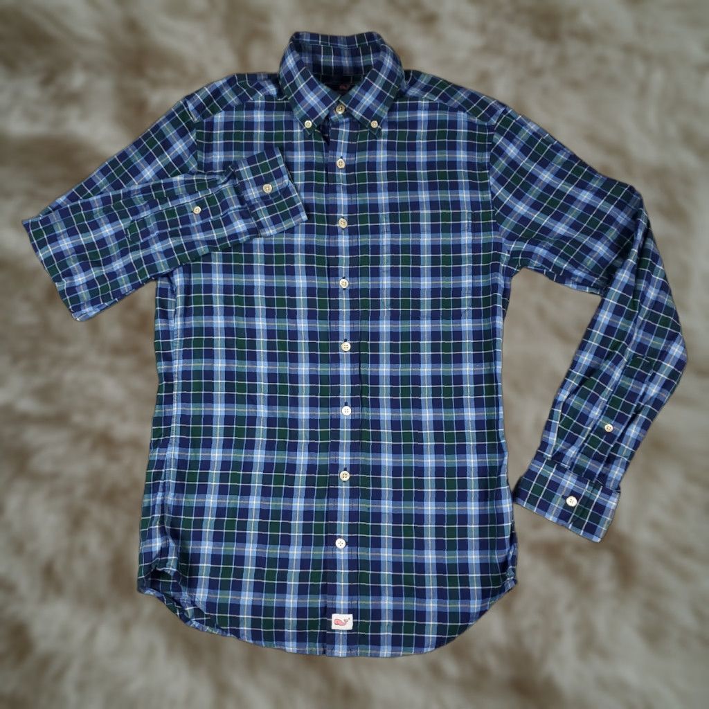 Vineyard Vines Vineyard Vines Shirt Mens XS Blue Plaid Slim Fit Casual Button Up Long Sleeve Size US XS / EU 42 / 0 - 1 Thumbnail