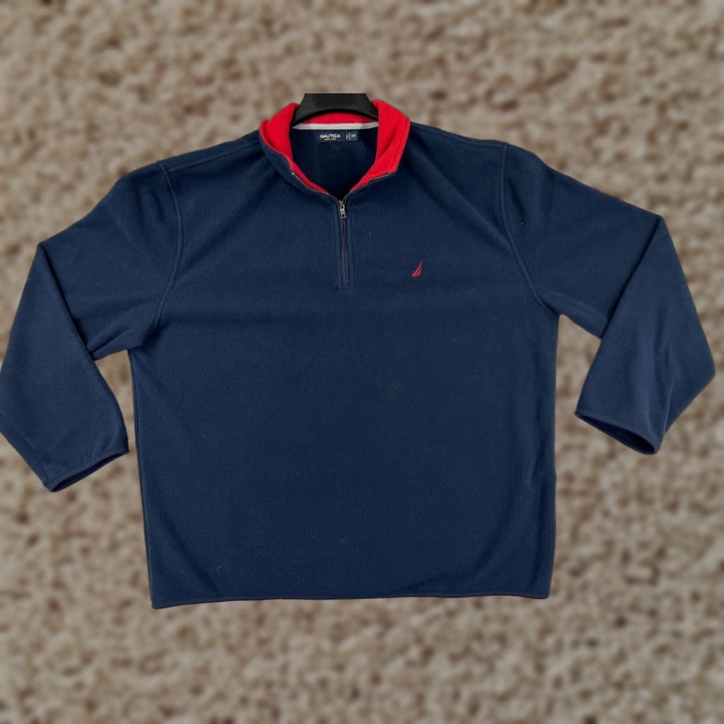 Nautica Nautica Jacket Mens 2XL Blue 1/4 Zip Mock Neck Fleece Poly 100% Zip Windbreaker Casual Outdoor Hiking Sports Dress Size US XXL / EU 58 / 5 - 1 Thumbnail
