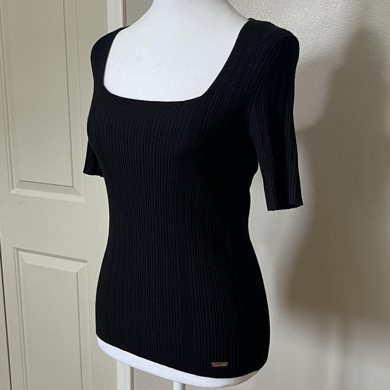 Calvin Klein Calvin Klein Black Square Neckline Short Sleeve Tee Size XS / US 0-2 / IT 36-38 - 3 Thumbnail