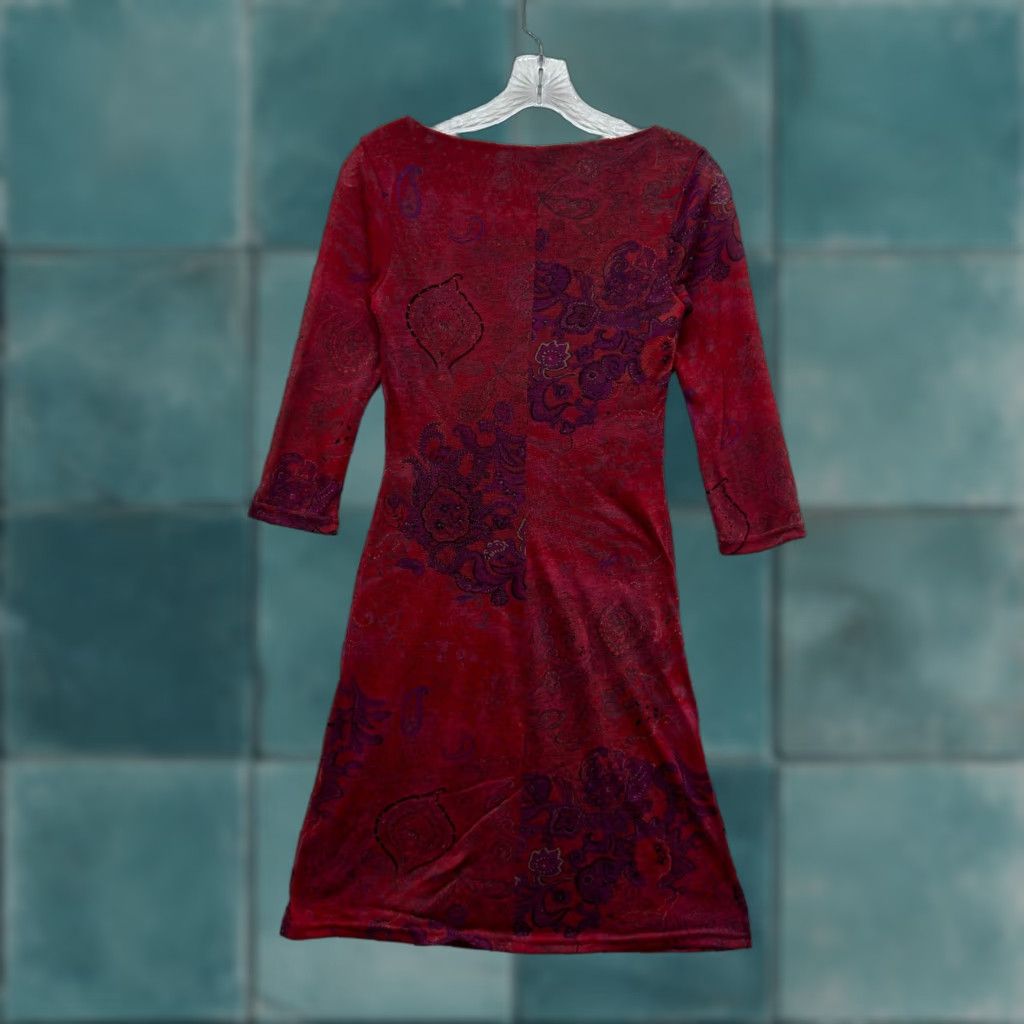 Vintage VINTAGE 90s Y2K Charlotte Russe Dress Mini Dress Red Paisley Goth Fairy Grunge S Womens Looks: Goth Size S / US 4 / IT 40 - 1 Thumbnail