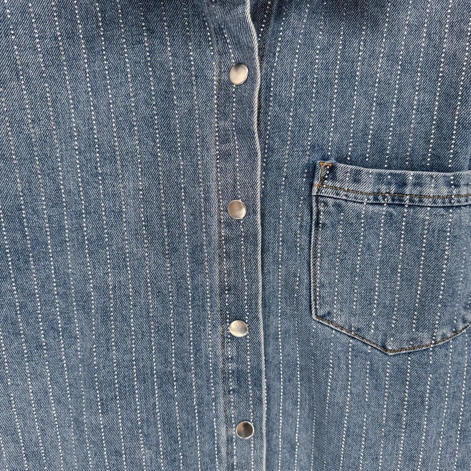 Forever 21 Forever 21 Denim Shirt Rhinestone Y2K Button Up Women M Size M / US 6-8 / IT 42-44 - 3 Thumbnail