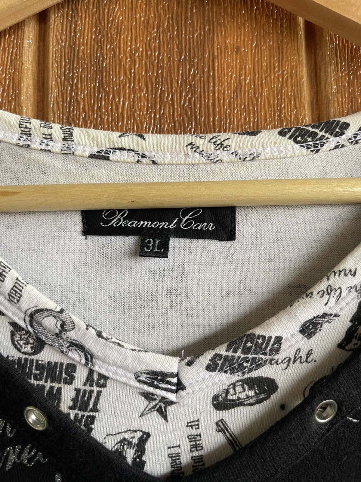 Beauty Beast Vintage’90s🔥BEAUMONT🔥Humor V Neck Long Sleeve Tee Size US L / EU 52-54 / 3 - 7 Thumbnail