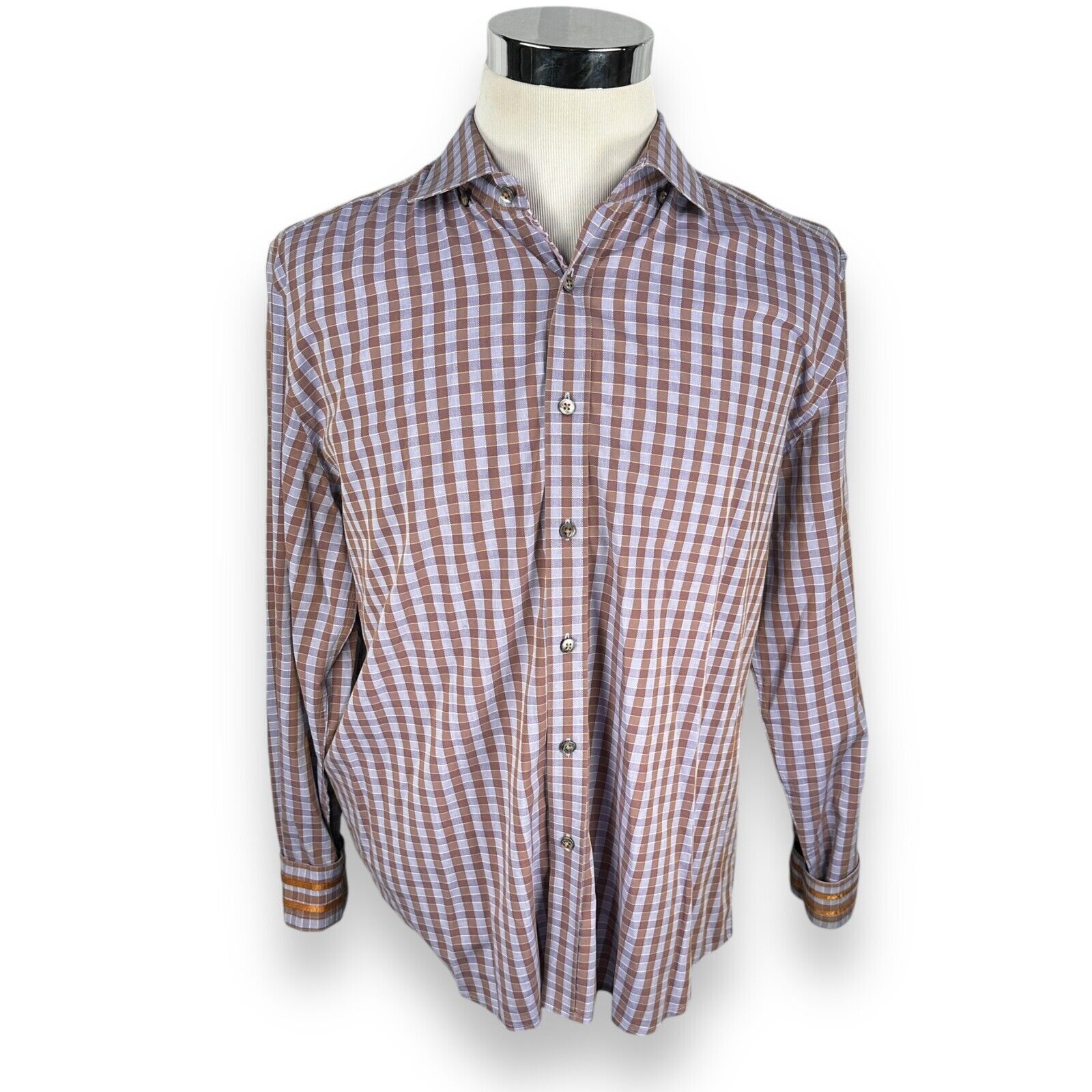 Robert Graham Robert Graham Shirt Men XL Purple Brown Check Button Up Size US XL / EU 56 / 4 - 1 Thumbnail