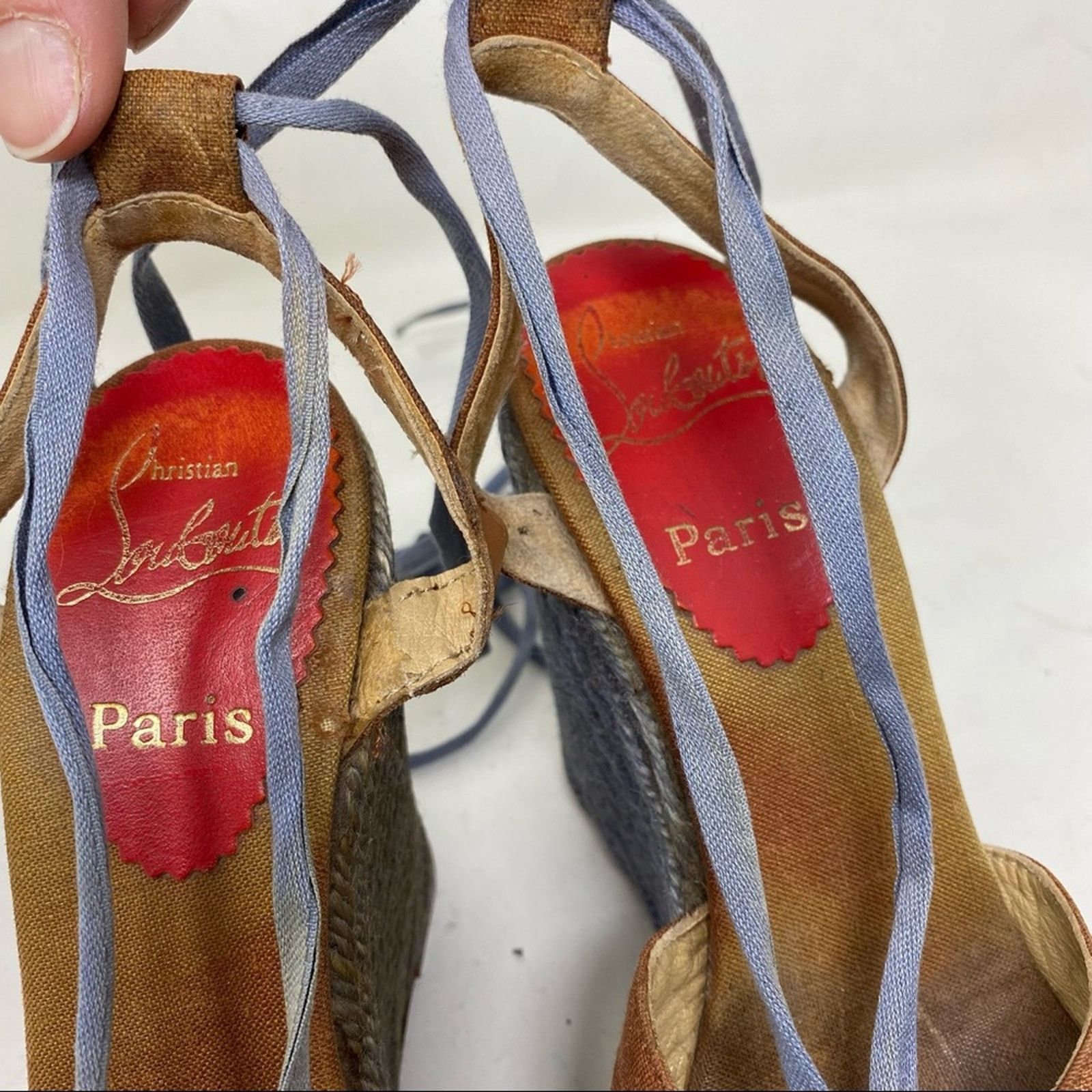 Christian Louboutin Christian Louboutin blue espadrille wedge gladiator sandals Size US 5 / IT 35 - 10 Thumbnail