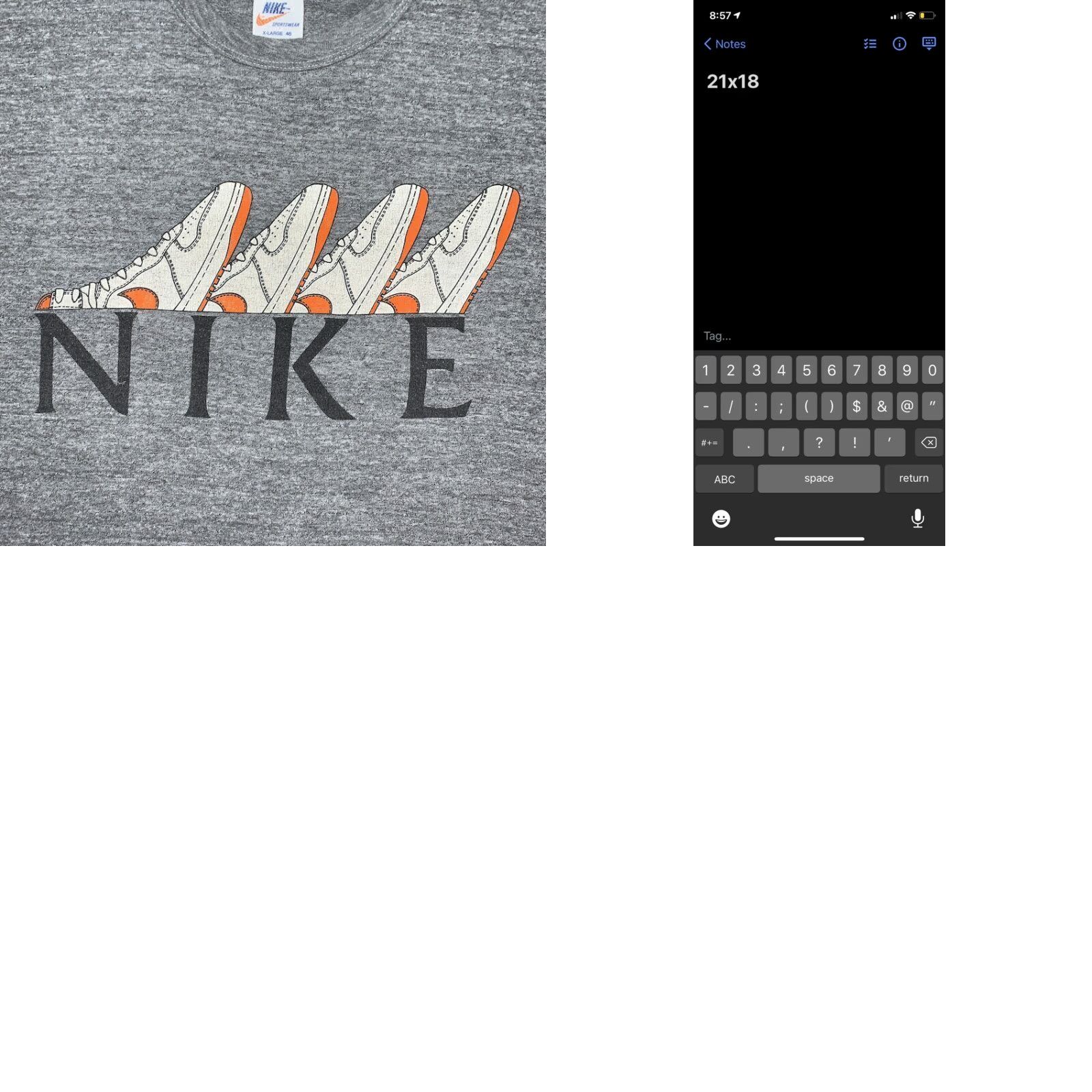 Nike VINTAGE Nike T-Shirt XL Gray Short Sleeve Crew Neck Graphic Tee 1980s Jordan 1 Chicago Bred Mens Size US XL / EU 56 / 4 - 8 Thumbnail