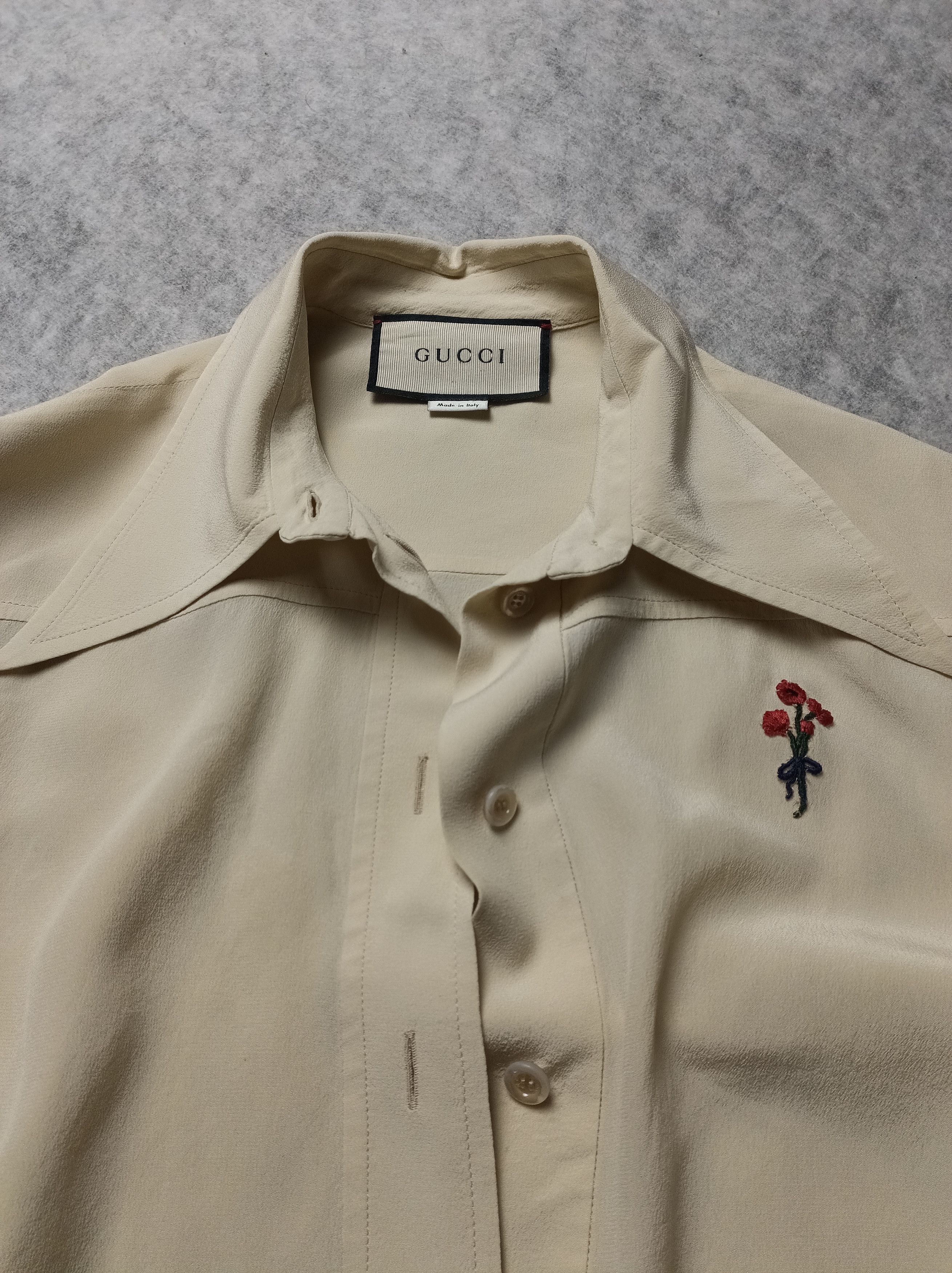Gucci Gucci Ivory Silk Blouse Embroidered Flower EU 38 Size S / US 4 / IT 40 - 6 Thumbnail