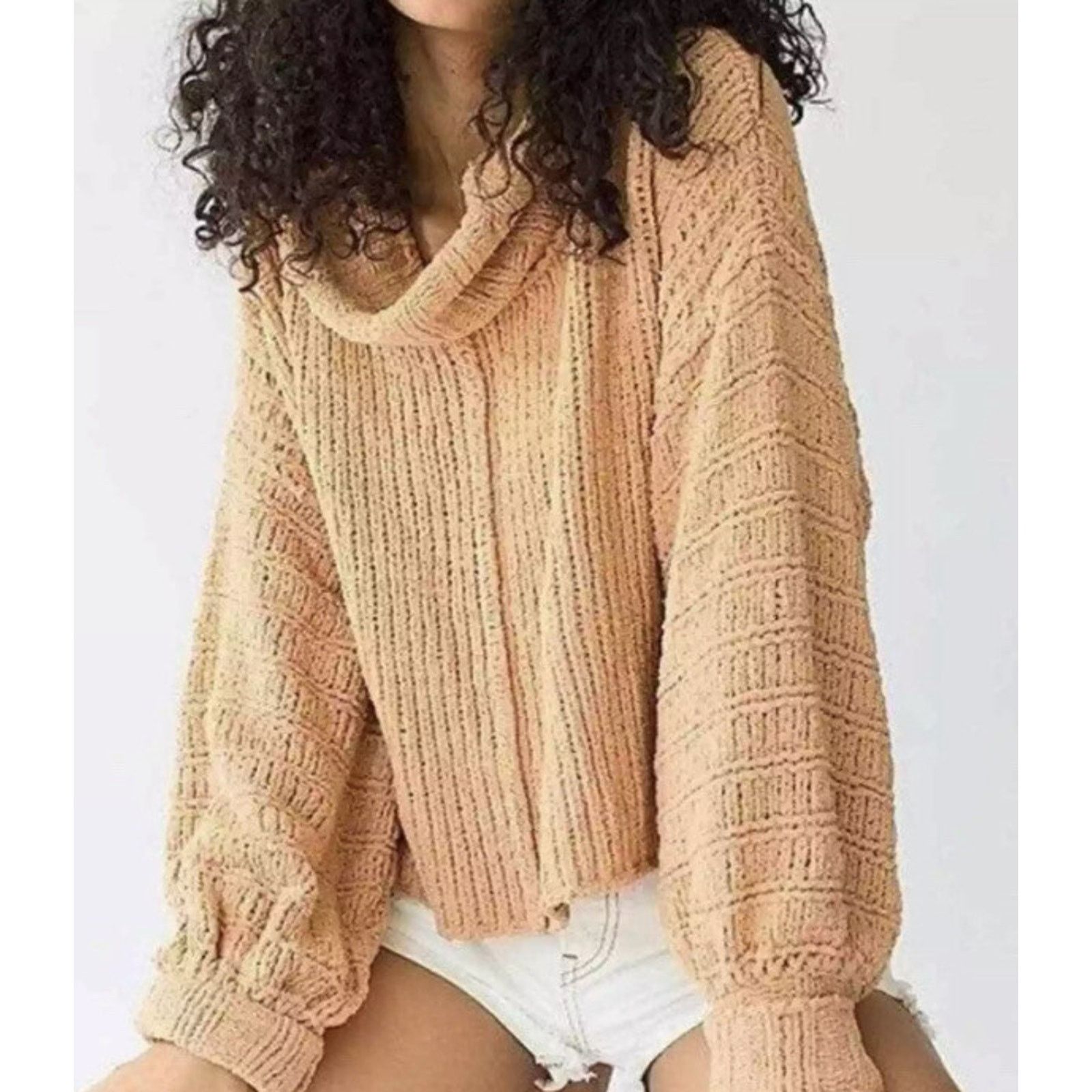 Free People Free People Be Yours Pullover Cowl Neck Tan Size S A002096 Size S / US 4 / IT 40 - 1 Thumbnail