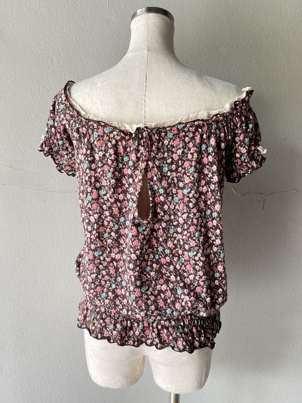 LIZ LISA LIZ LISA Brown Floral Off-Shoulder Blouse Size M / US 6-8 / IT 42-44 - 18 Thumbnail