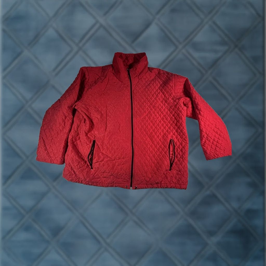 Vintage Chicos Design Jacket Silk Quilted Red Zip Pocket Womens Size 3 US Regular Short Jacket Size XS / US 0-2 / IT 36-38 - 1 Thumbnail