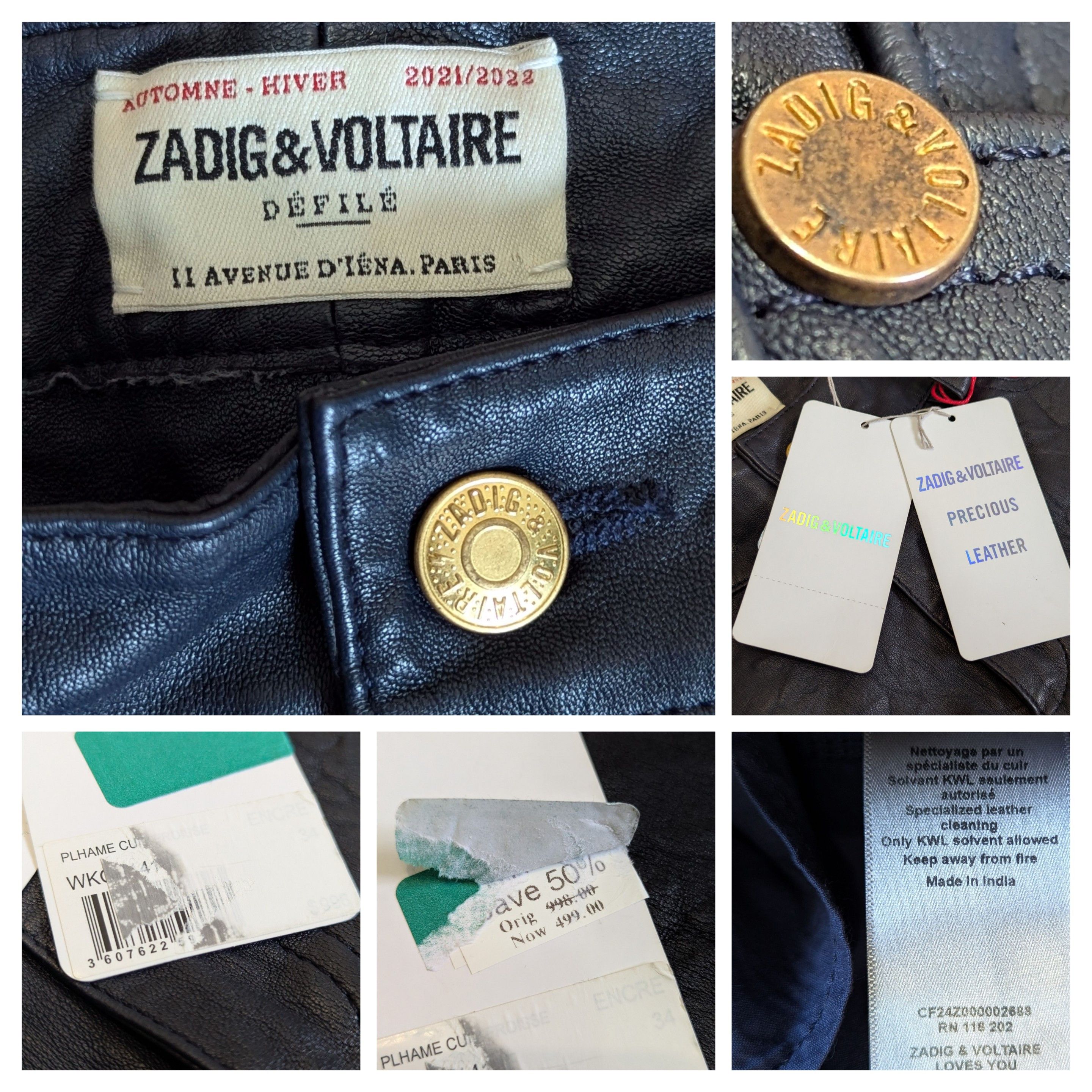 Zadig & Voltaire ZADIG VOLTAIRE Crinkled Wrinkled Phlame Leather Pants Size 34" / US 12 / IT 48 - 8 Thumbnail