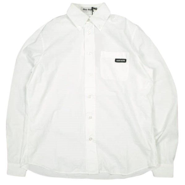 Miu Miu MIU MIU Logo Patch Cotton Shirt Cotton Dress Shirt DNA425 S232 10RG DUTY FREE for USA