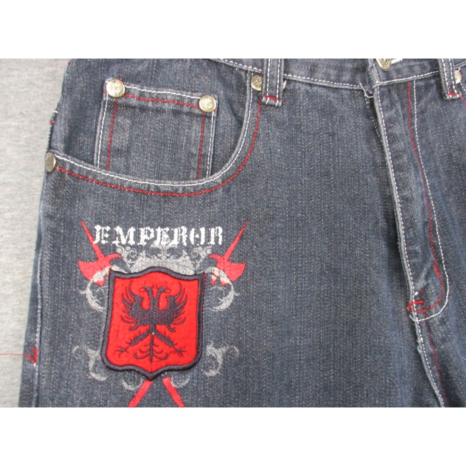 Royal RepubliQ VINTAGE Royal Republic Jeans Baggy Embroidered 32 Blue Denim 100% Cotton Men Regular Straight Inseam 29 High Rise 32 Vintage Y2K Size US 32 / EU 48 - 4 Thumbnail