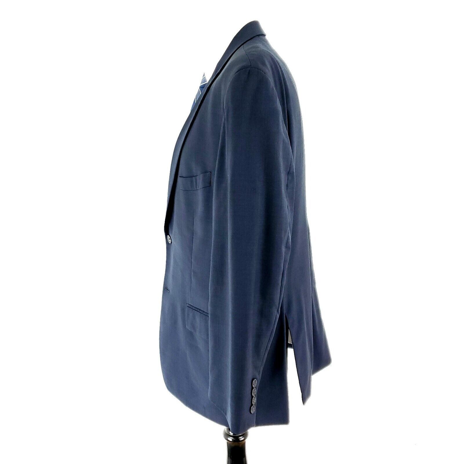 Pronto Uomo Pronto Uomo Platinum Wool 2 Button Blazer 44S Blue Sharkskin Size 44S - 4 Thumbnail