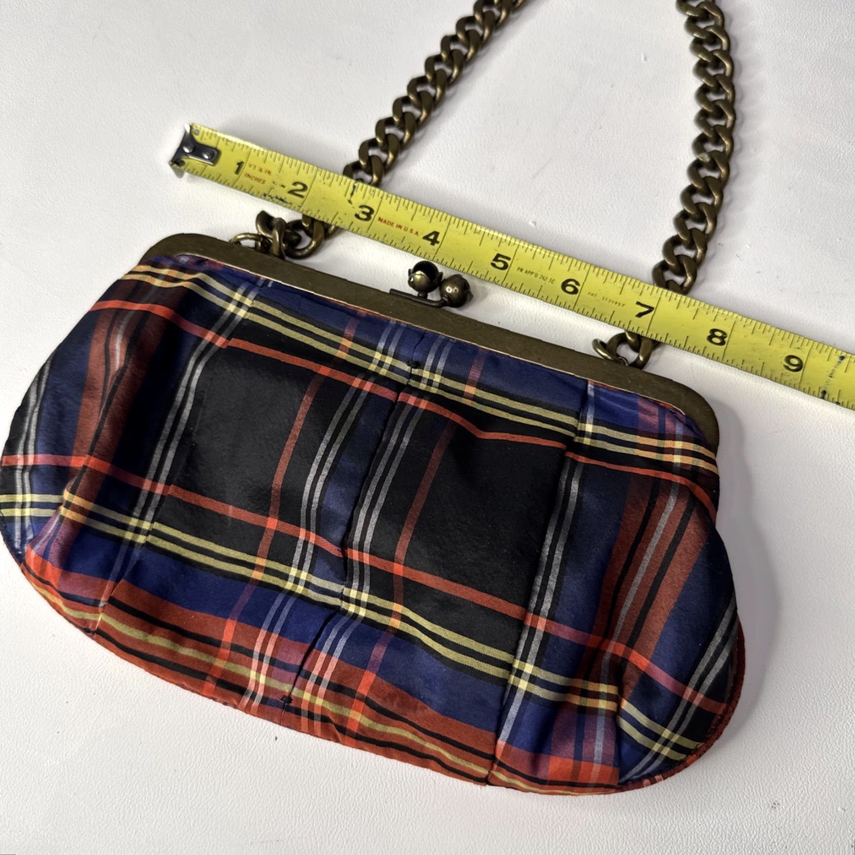 J.Crew J.CREW Clutch Women Plaid Chain Link Purse Bag Multicolor Polyester Size ONE SIZE - 4 Thumbnail