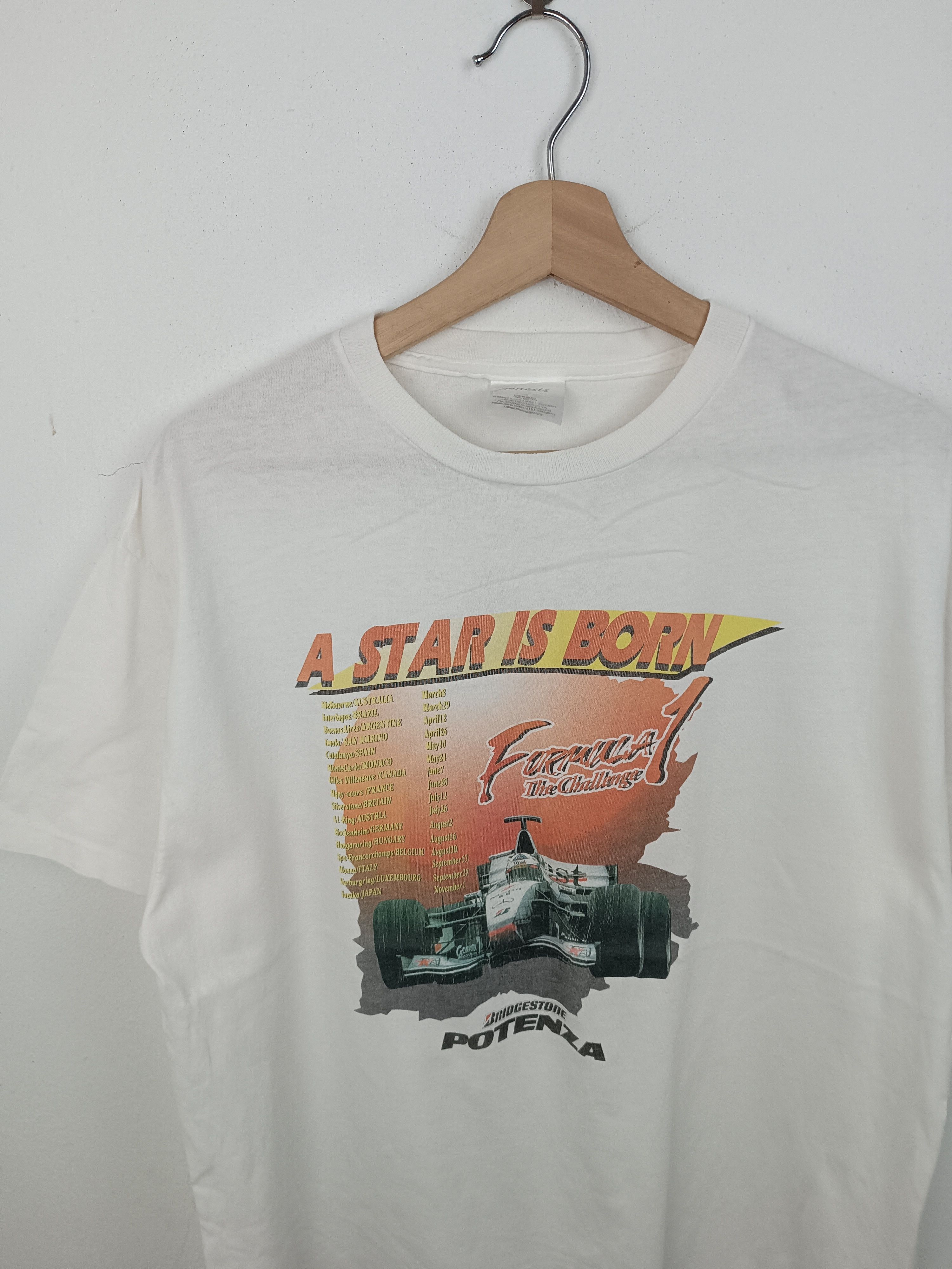 Vintage VINTAGE 90S A STAR IS BORN F1 RACING BRIDGESTONE POTENZA TEE Size US L / EU 52-54 / 3 - 10 Thumbnail