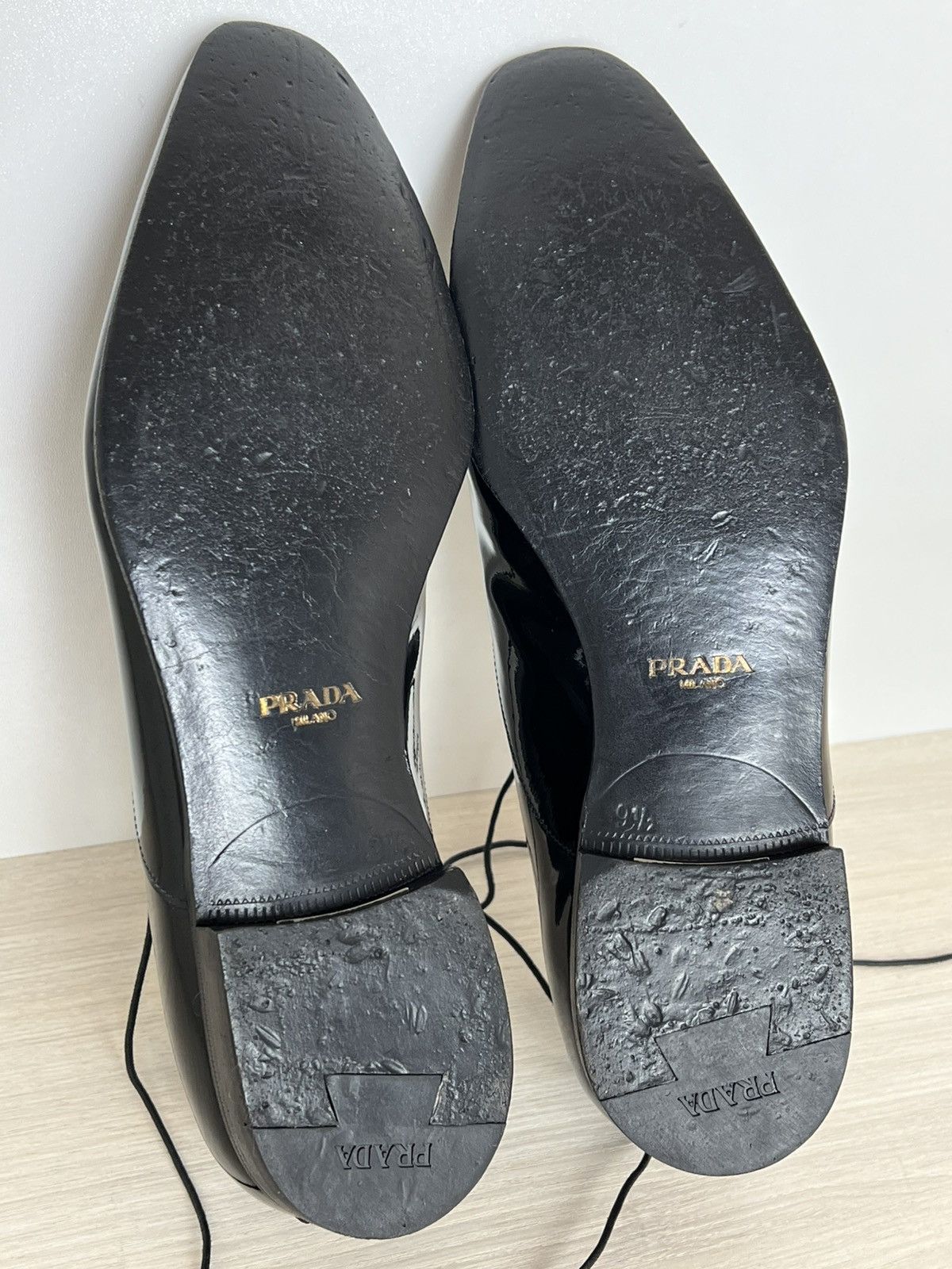 Prada Prada Black Spazzolato Leather Oxfords Size US 10.5 / EU 43-44 - 16 Thumbnail