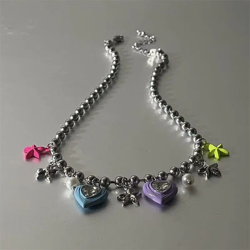 Jewelry Colorful Love Star Pendant Tassel Necklace Size ONE SIZE - 7 Thumbnail
