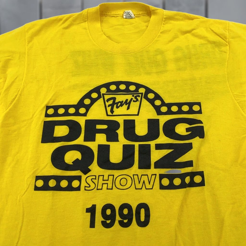 Vintage VINTAGE FAY’S DRUG QUIZ SHOW T-Shirt Medium Yellow 90s pot ny Mens Size US M / EU 48-50 / 2 - 1 Thumbnail