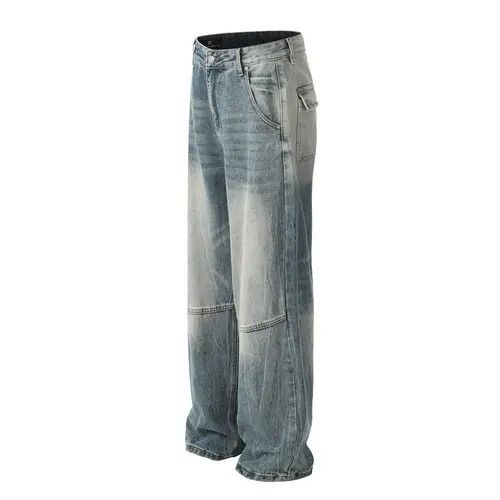 American loose casual washed distressed patchwork work jeans