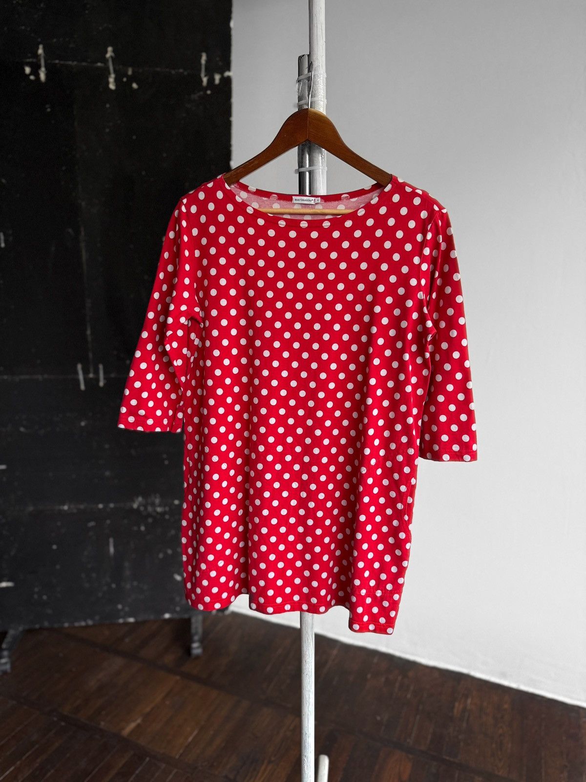 Designer × Marimekko Marimekko Womens 3/4 Sleeve Polka Dot Red White Tunic Top Size M / US 6-8 / IT 42-44 - 1 Thumbnail