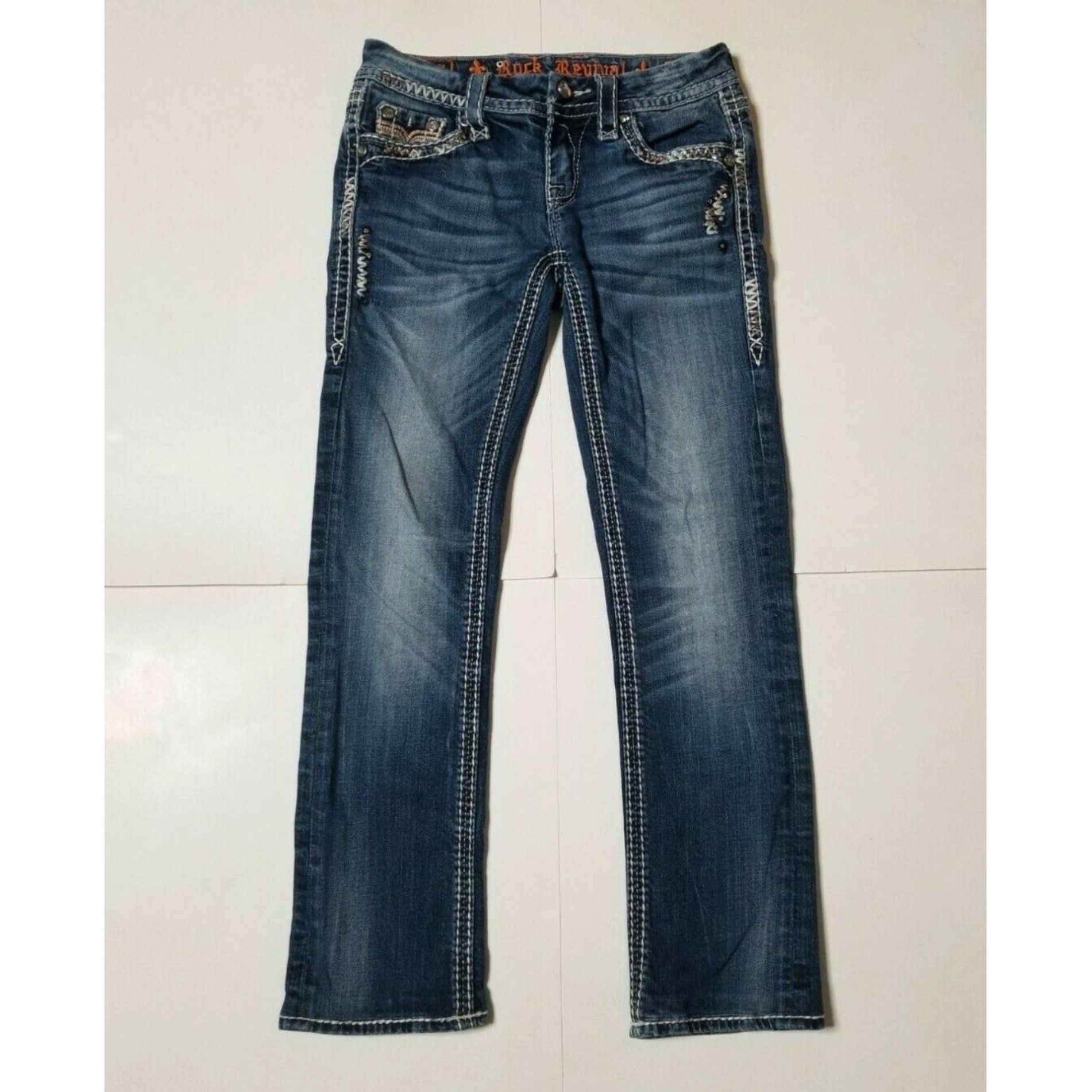 Rock revival Kai straight leg blue store jeans denim