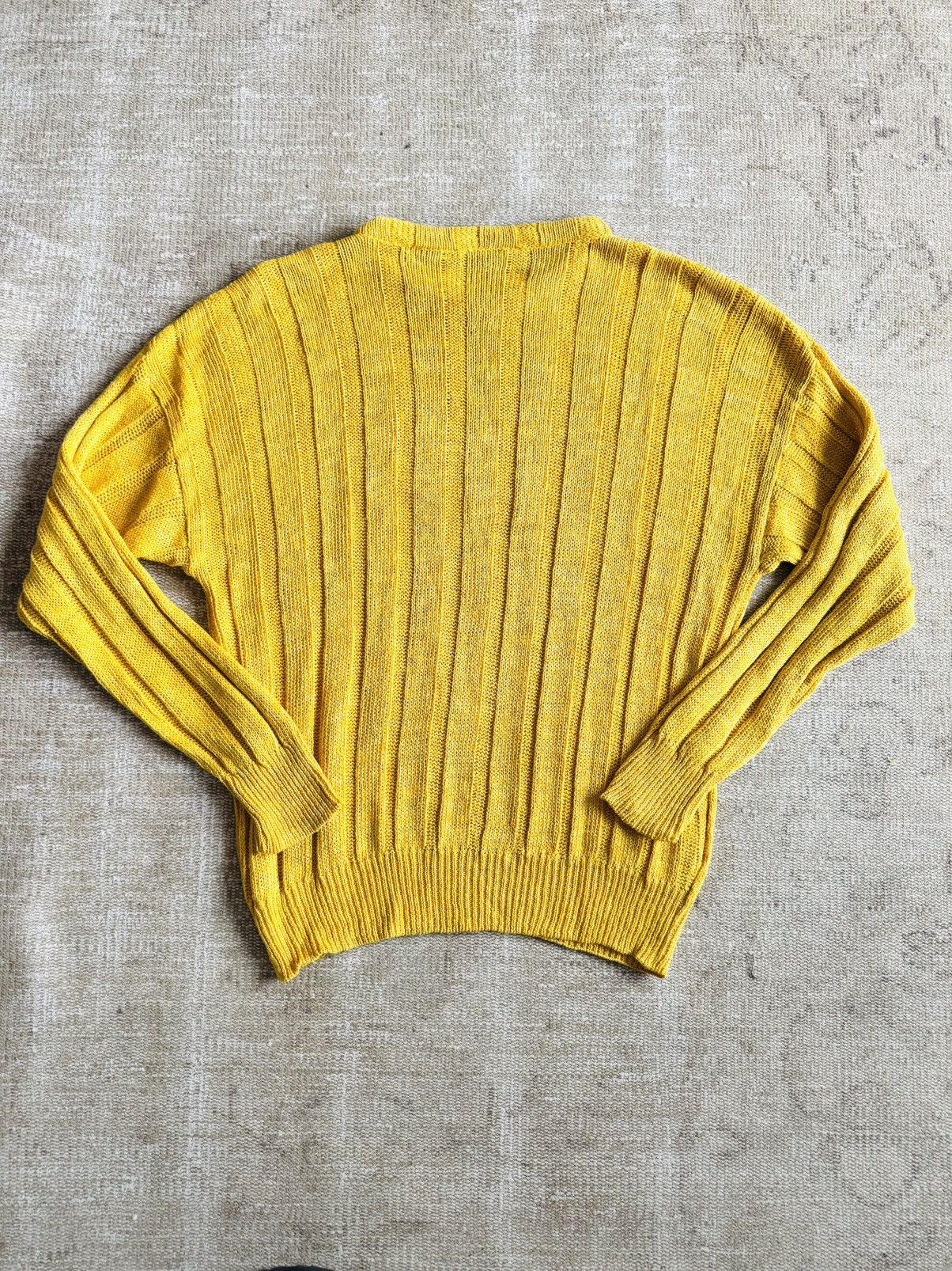 Vintage Vintage Italian cable knit linen sweater golden yellow sz 48 Size US M / EU 48-50 / 2 - 7 Thumbnail