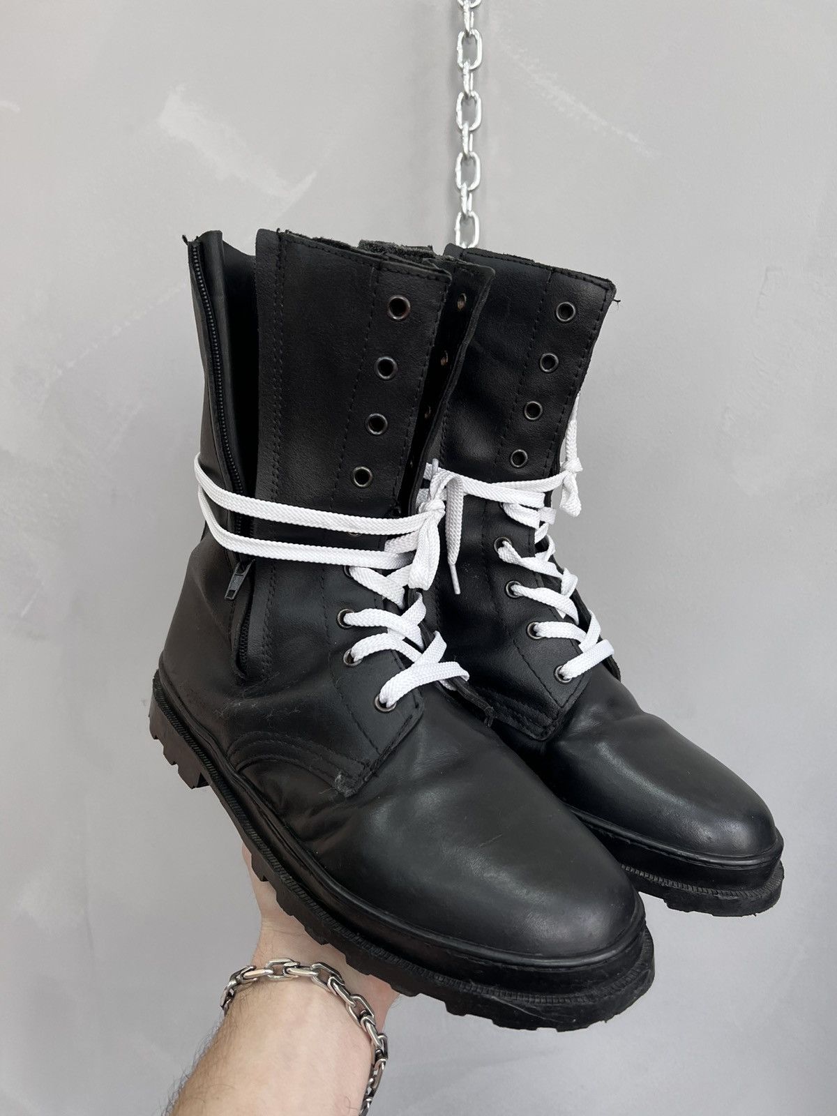 Other Black 90s Yeezy style Military Combat Zip Ankle Boots Size US 10 / EU 43 - 1 Thumbnail