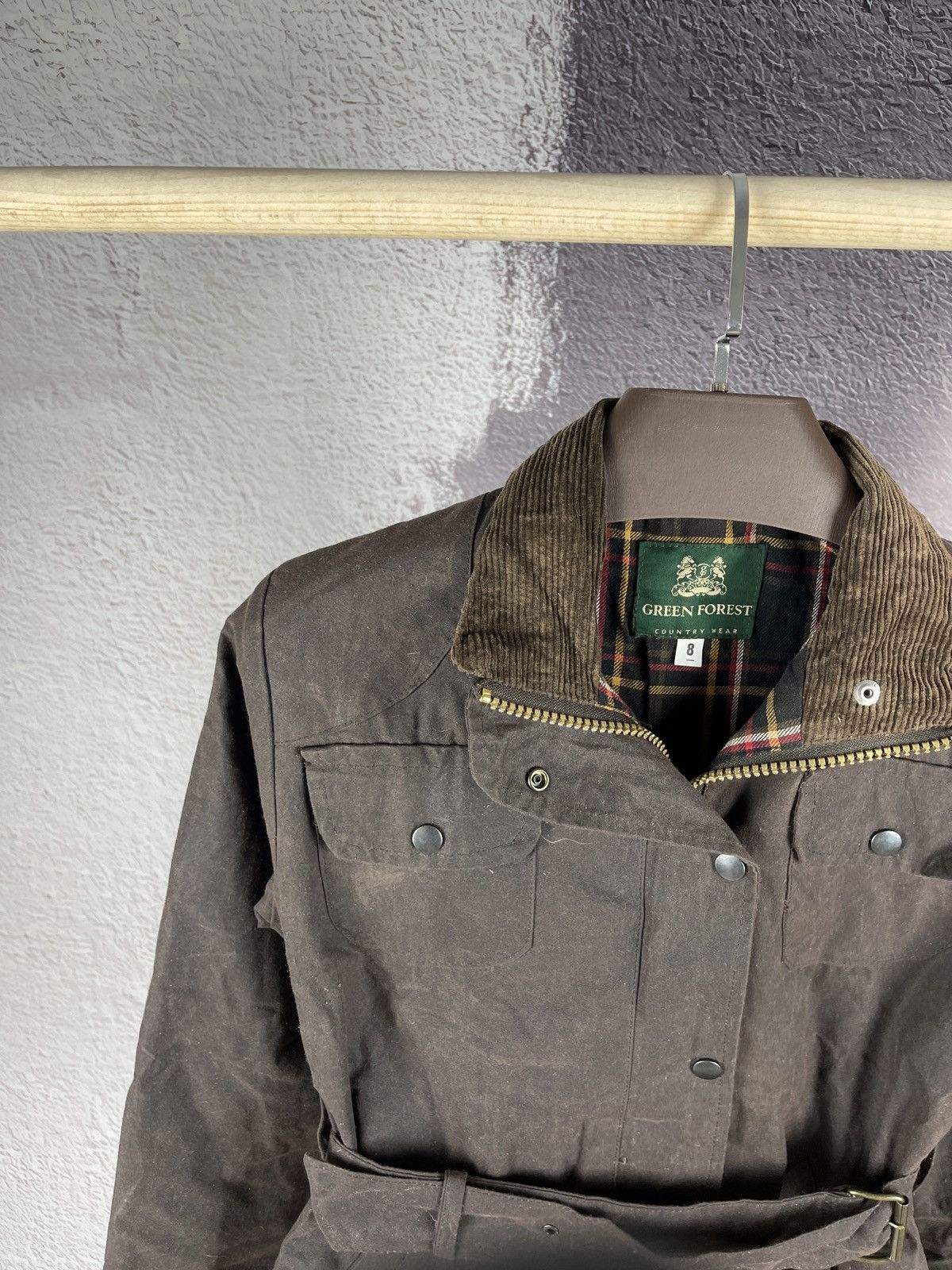 Vintage Green Forest Country wear made in England waxed belt jacket Size S / US 4 / IT 40 - 3 Thumbnail