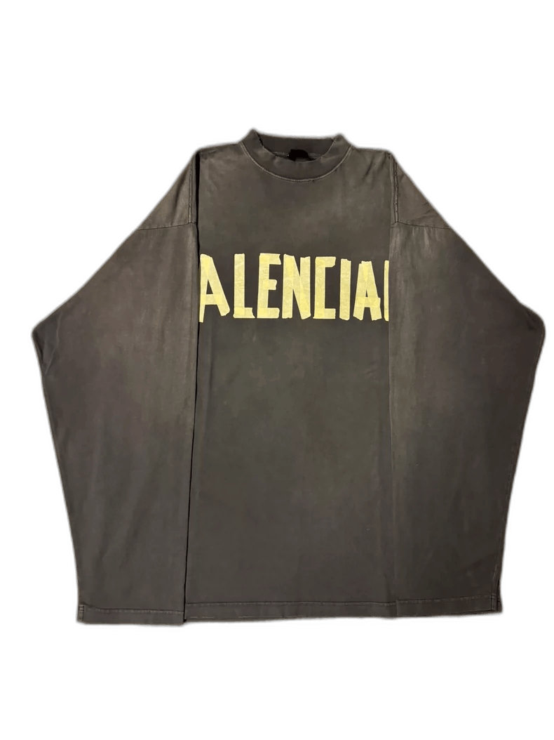 Balenciaga Balenciaga Black Logo Print Long Sleeve T-Shirt Size L / US 10 / IT 46 - 1 Thumbnail