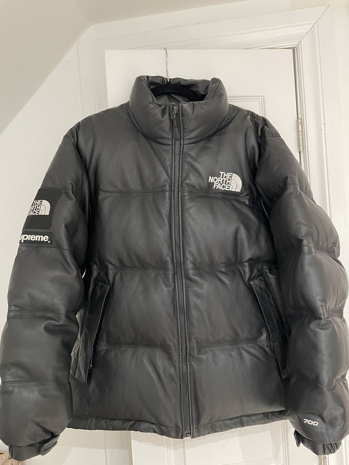 Supreme The North Face Leather Nuptse Jacket | Grailed