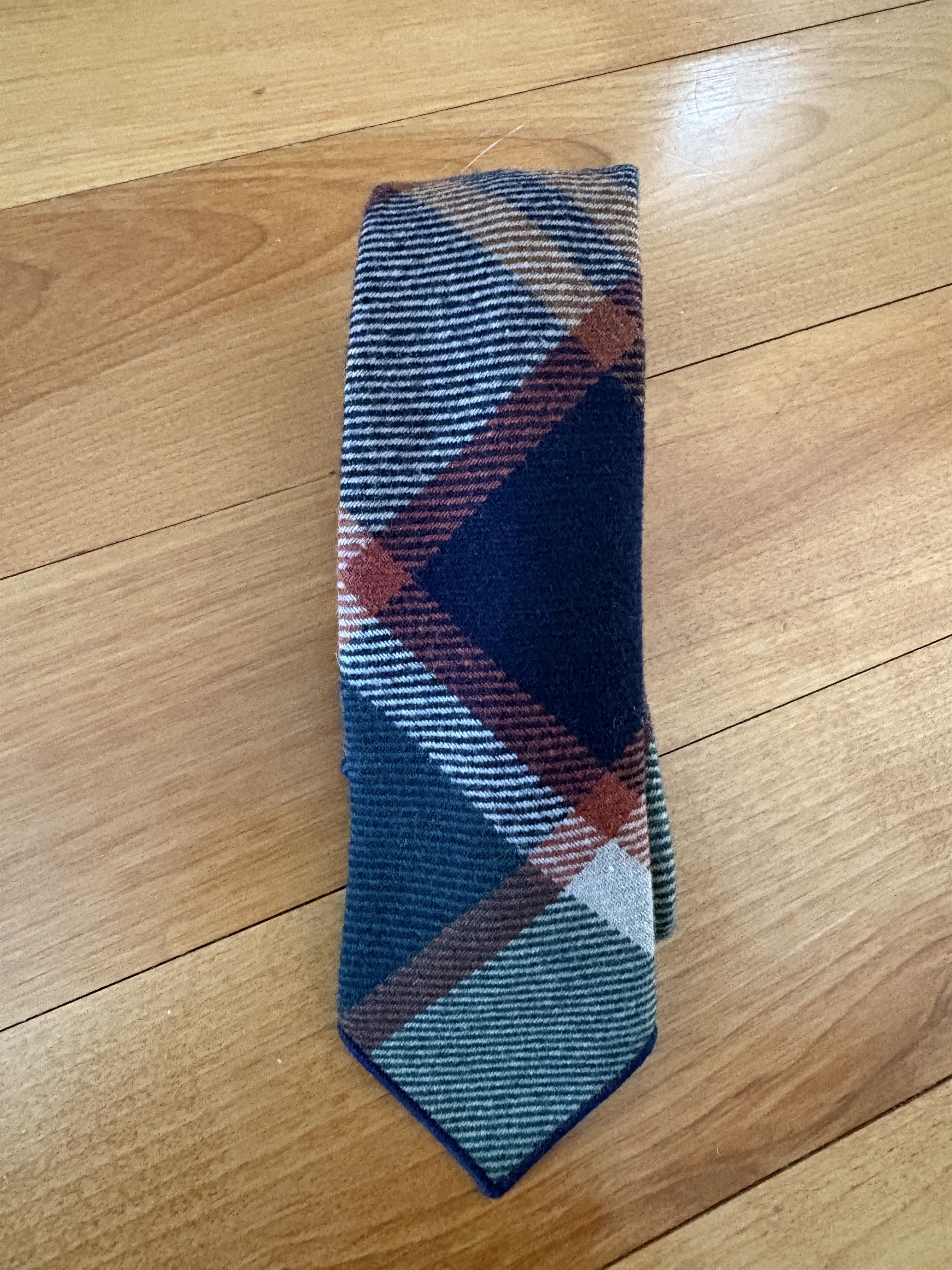 Engineered Garments Neck Tie Navy/Brown Heavy Wool Plaid Size ONE SIZE - 2 Thumbnail