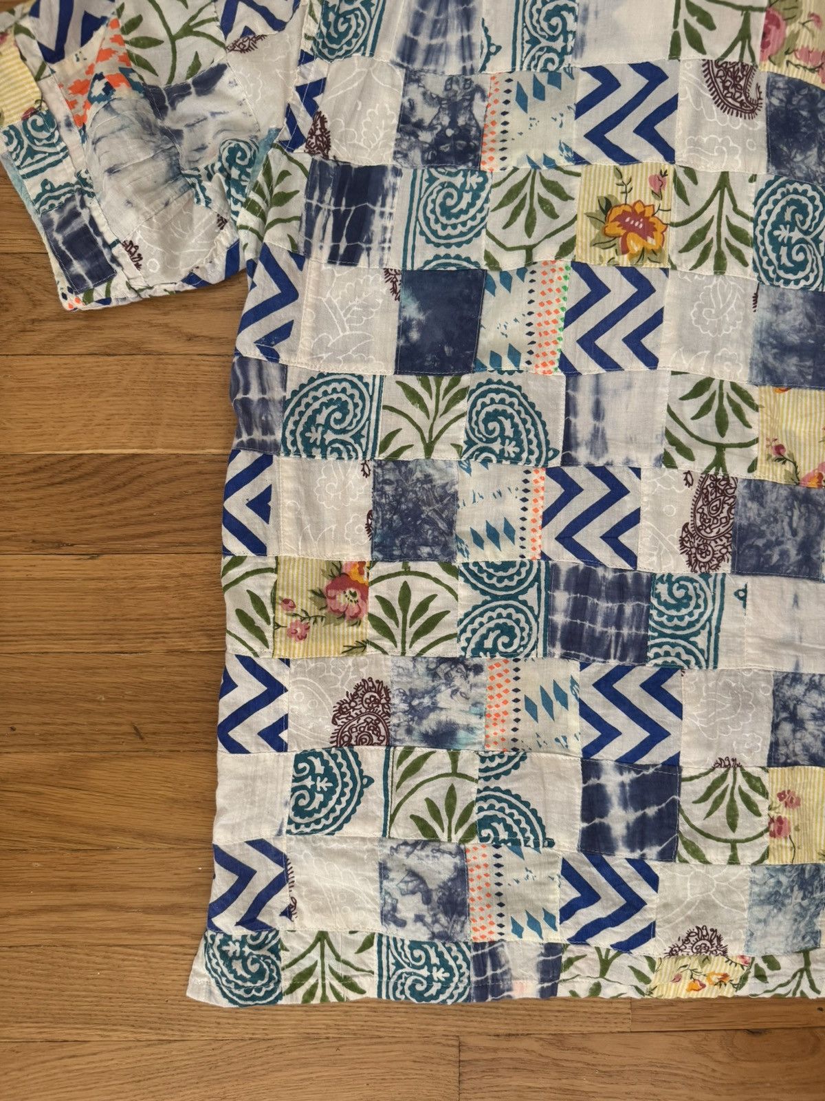 Engineered Garments Engineered Garments White Blue Patchwork Ethno Print Camp Size US XS / EU 42 / 0 - 19 Thumbnail