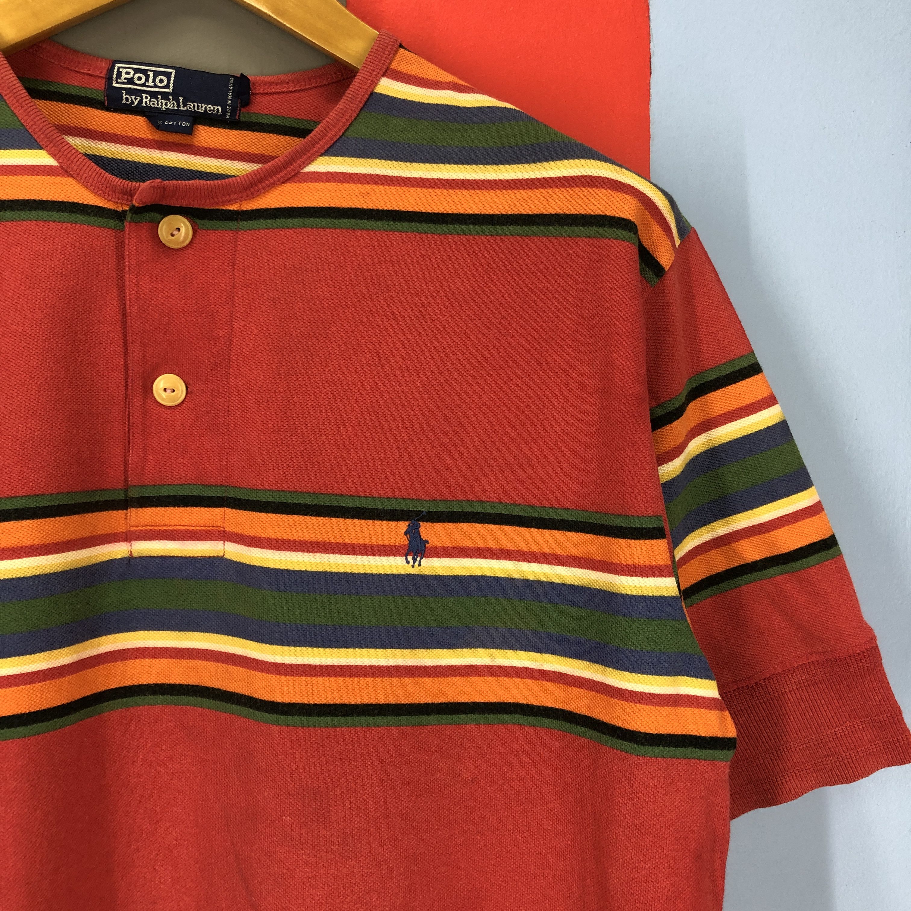 Polo Ralph Lauren 90s Vintage POLO RALPH LAUREN Stripe T Shirt #1518/AZ Size US L / EU 52-54 / 3 - 2 Thumbnail