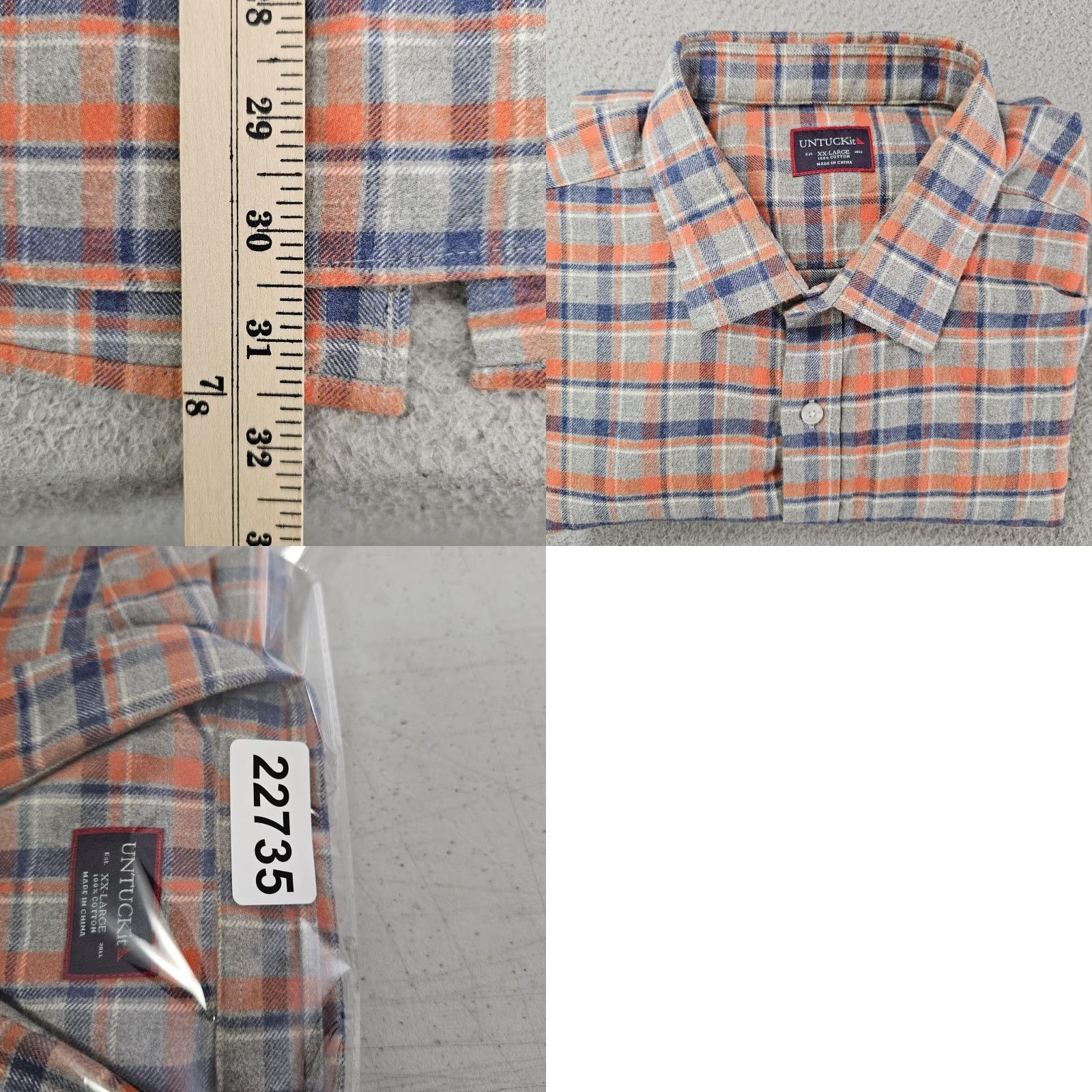 UNTUCKit UNTUCKit Shirt Mens 2XL Blue Orange Gray Plaid Button Down Long Sleeve Casual Size US XXL / EU 58 / 5 - 8 Thumbnail