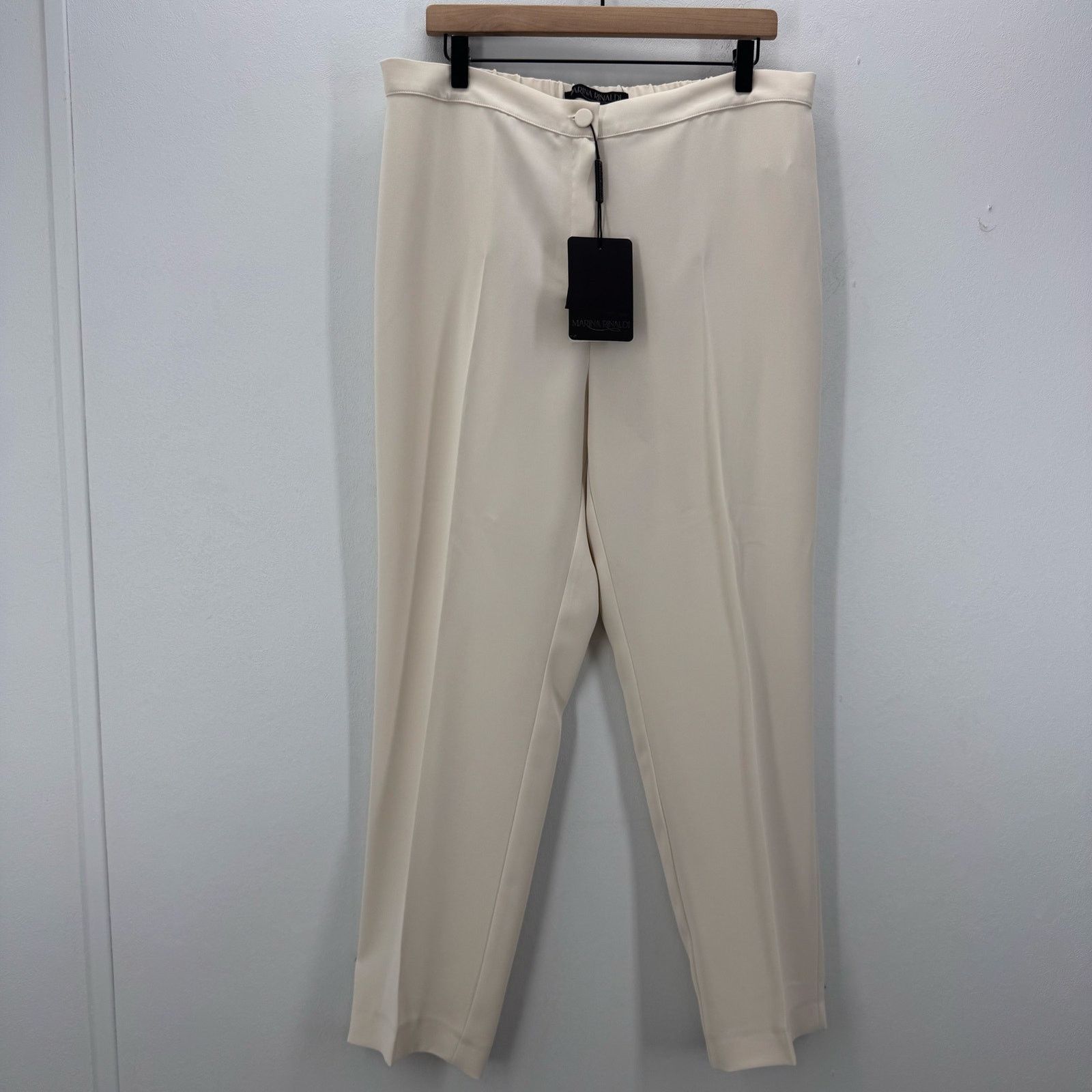 Marina Rinaldi Marina Rinaldi High Waist Slim Pant White/Ivory size 16 Size 38" / US 16 / IT 52 - 2 Thumbnail