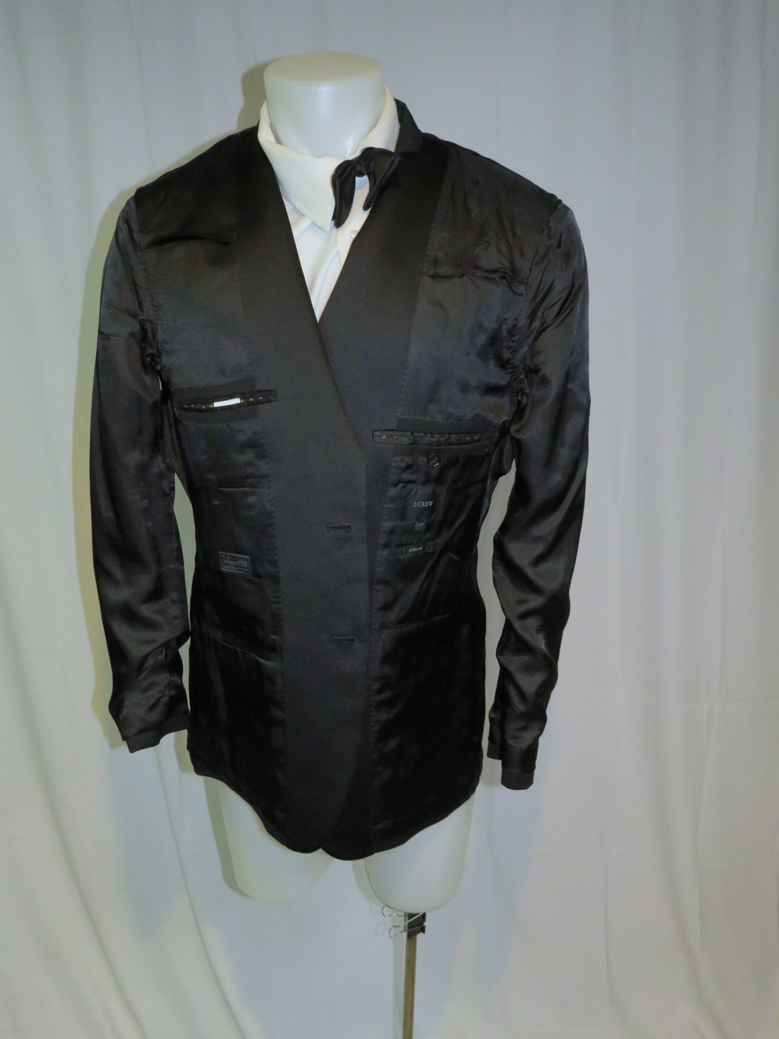 J.Crew Ludlow Tollegno Black Barathea Two Button Tuxedo Jacket 44R Size 44R - 10 Thumbnail