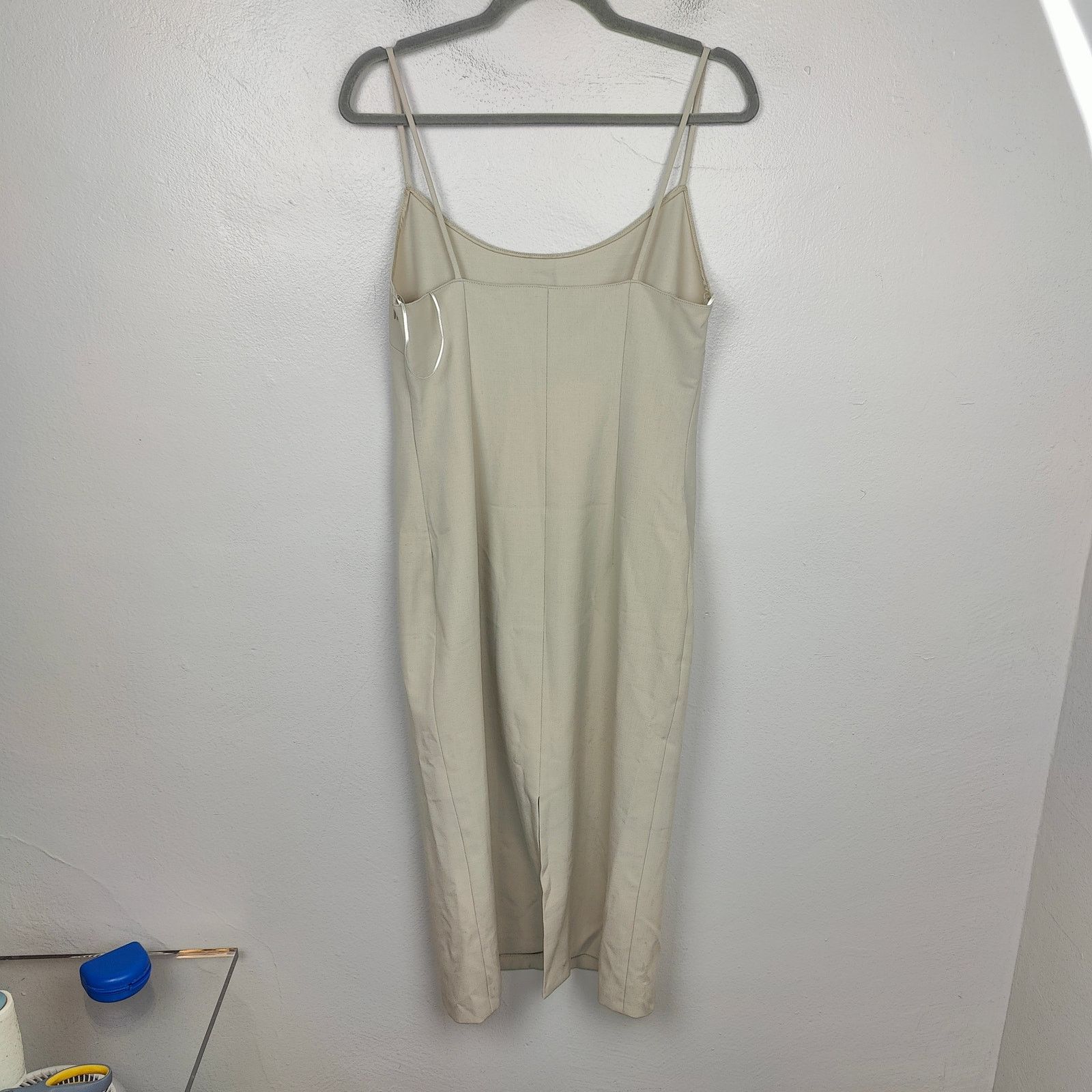 Zara Zara Midi Slip Dress Womens Medium Khaki Tan 90s Y2K Size M / US 6-8 / IT 42-44 - 4 Thumbnail