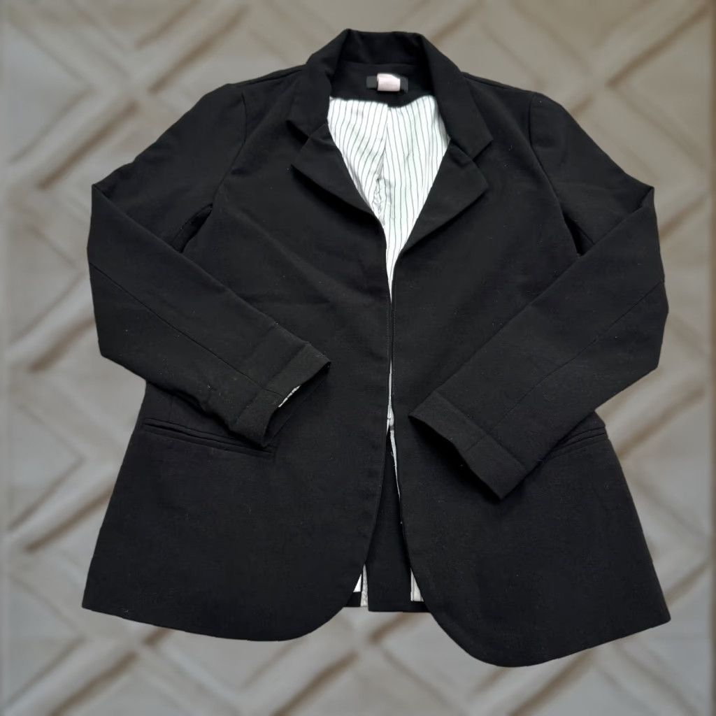 Bloomingdale's Aqua By Bloomingdale's Blazer Jacket Womens XS Black Open Front Striped Lined Size XS / US 0-2 / IT 36-38 - 1 Thumbnail