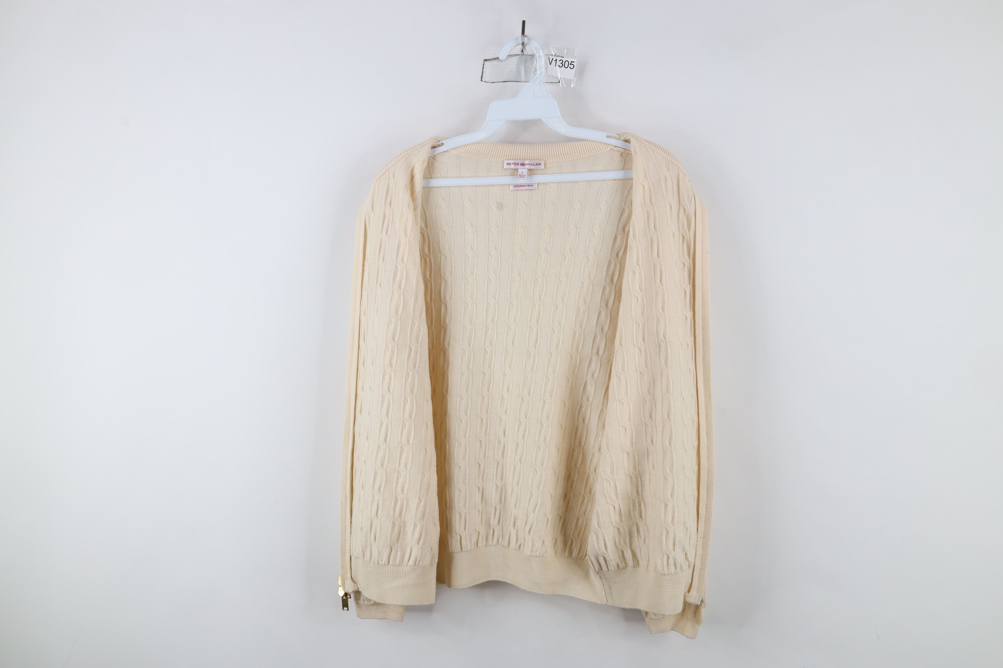 Vintage Peter Millar Merino Wool Cable Knit Zip Cardigan Sweater Size L / US 10 / IT 46 - 10 Thumbnail