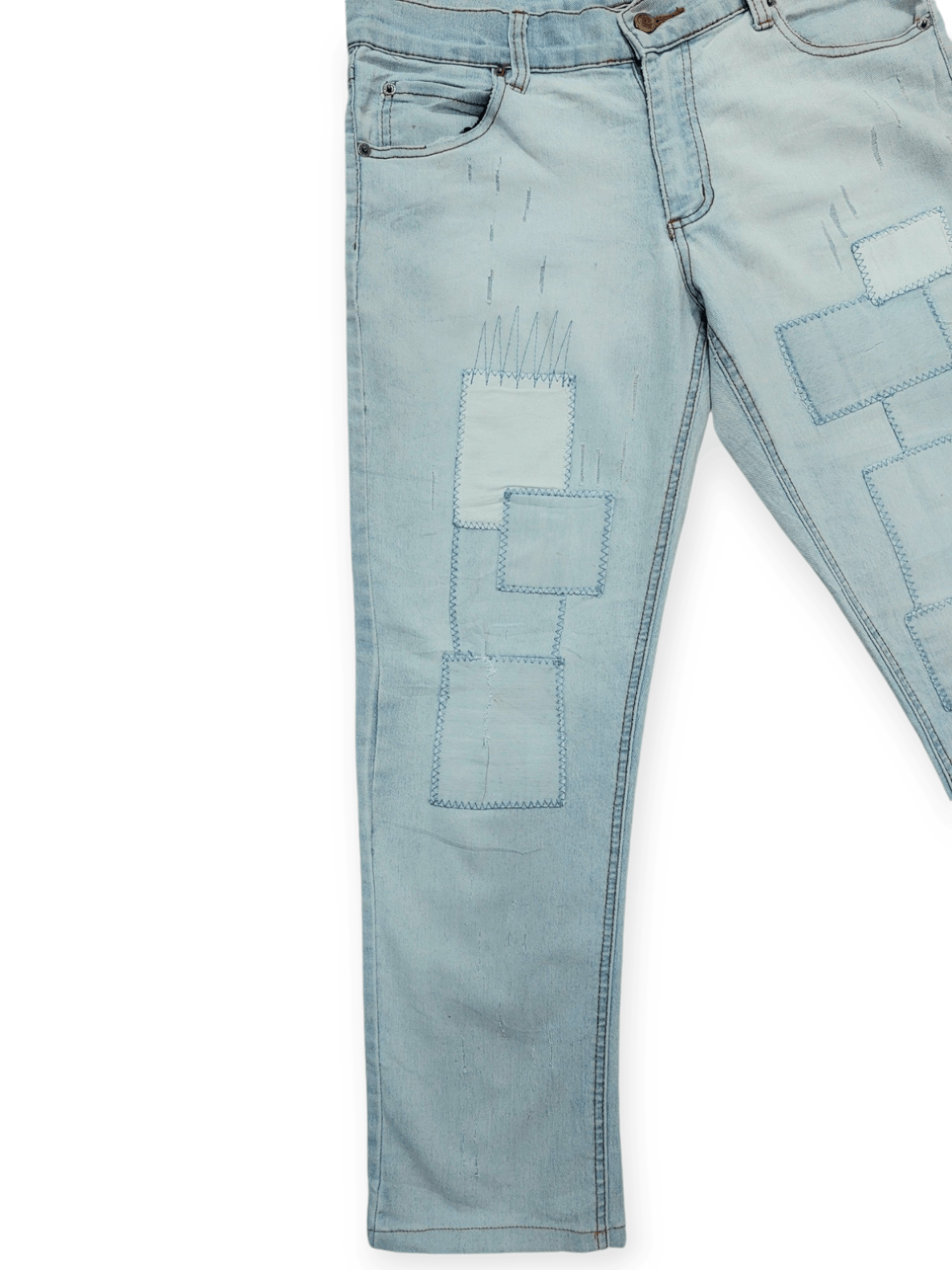Cheap Monday Tartan Stitch Patchwork Thin Jeans