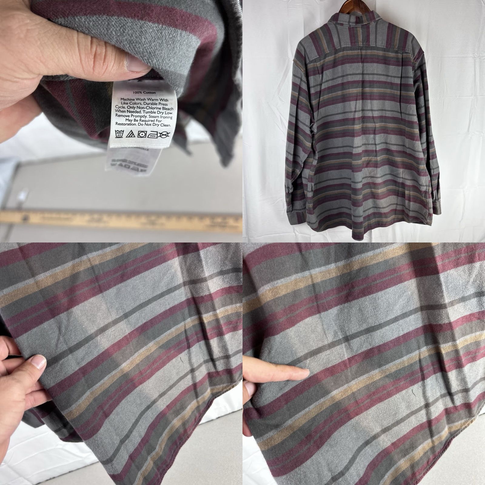 Eddie Bauer Eddie Bauer Long Sleeve Shirt Mens 2XL Relaxed Gray Red Striped Button-Down Shirt Size US XXL / EU 58 / 5 - 8 Thumbnail